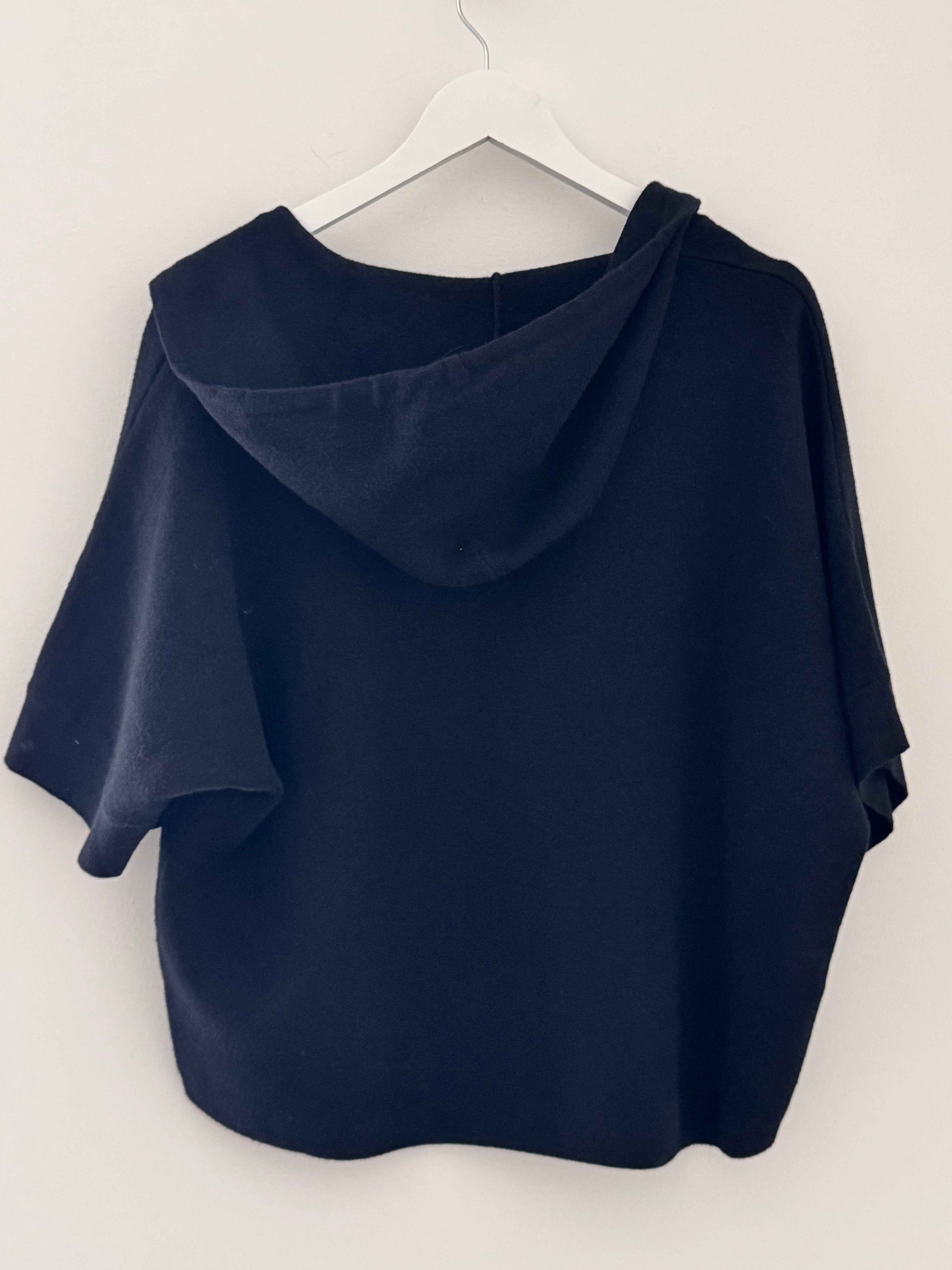 Soft Hooded Zipped Knit in Black