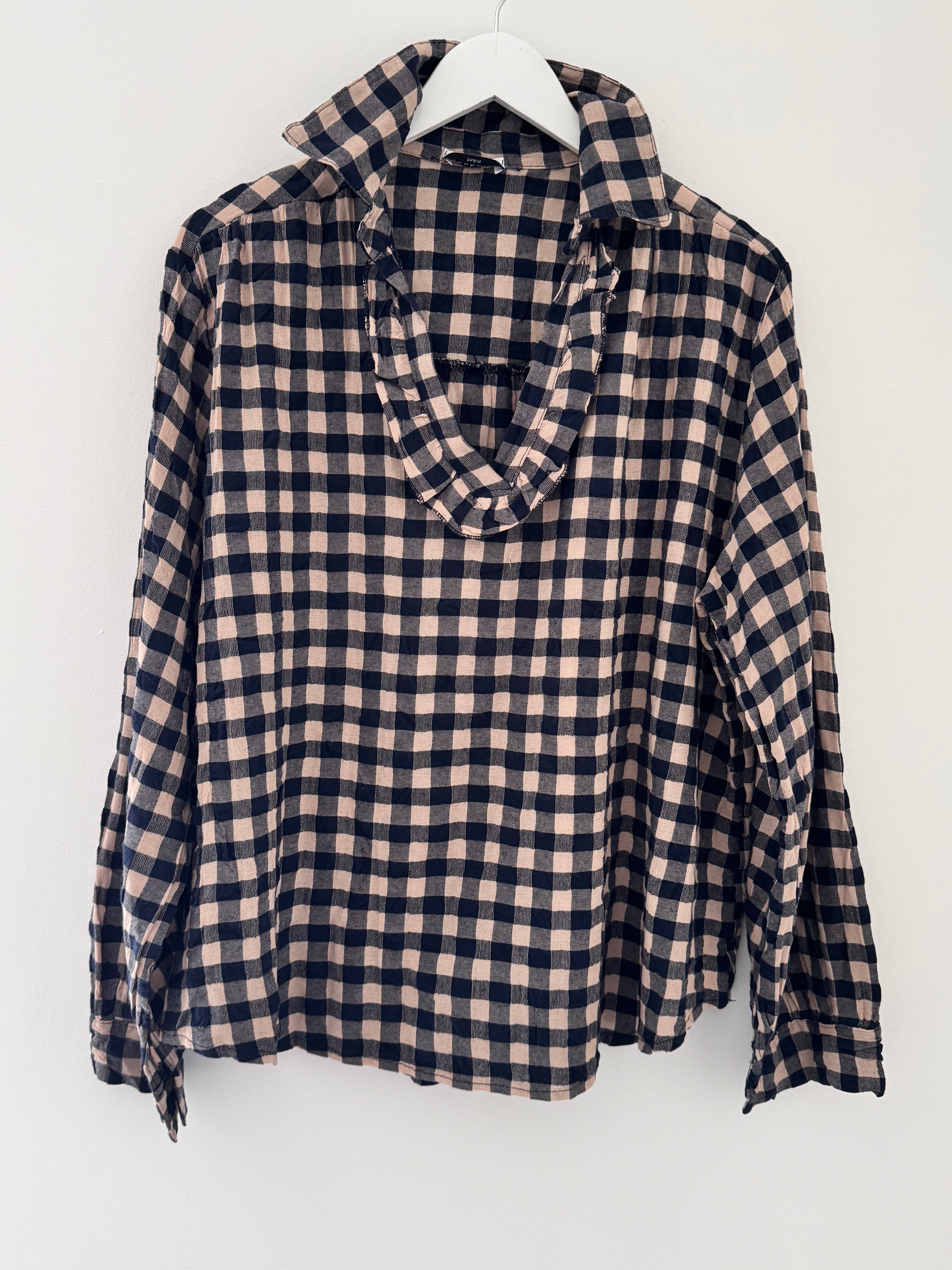 Check Shirt in Navy & Stone