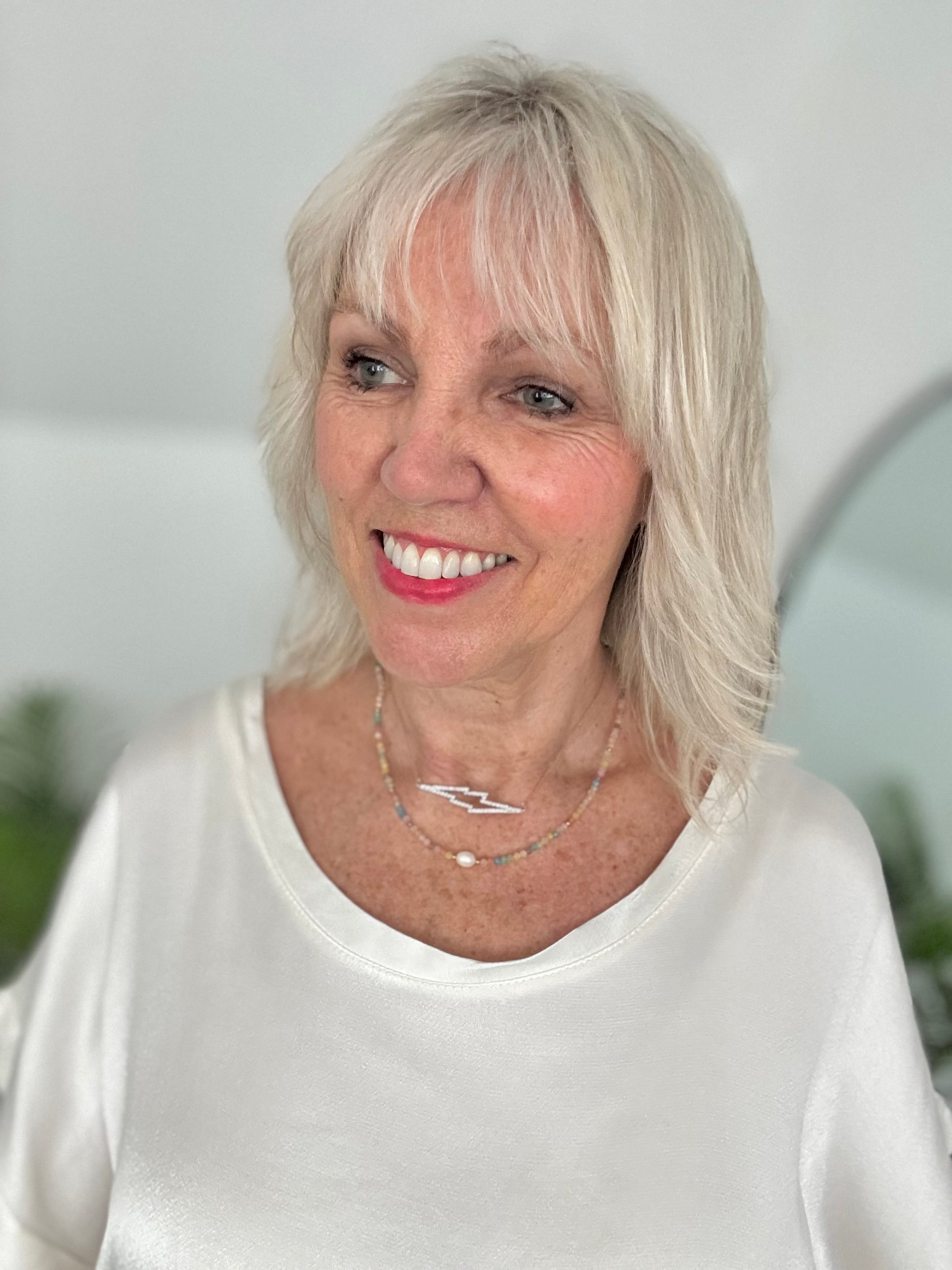 Glass Bead Necklace with Freshwater Pearl