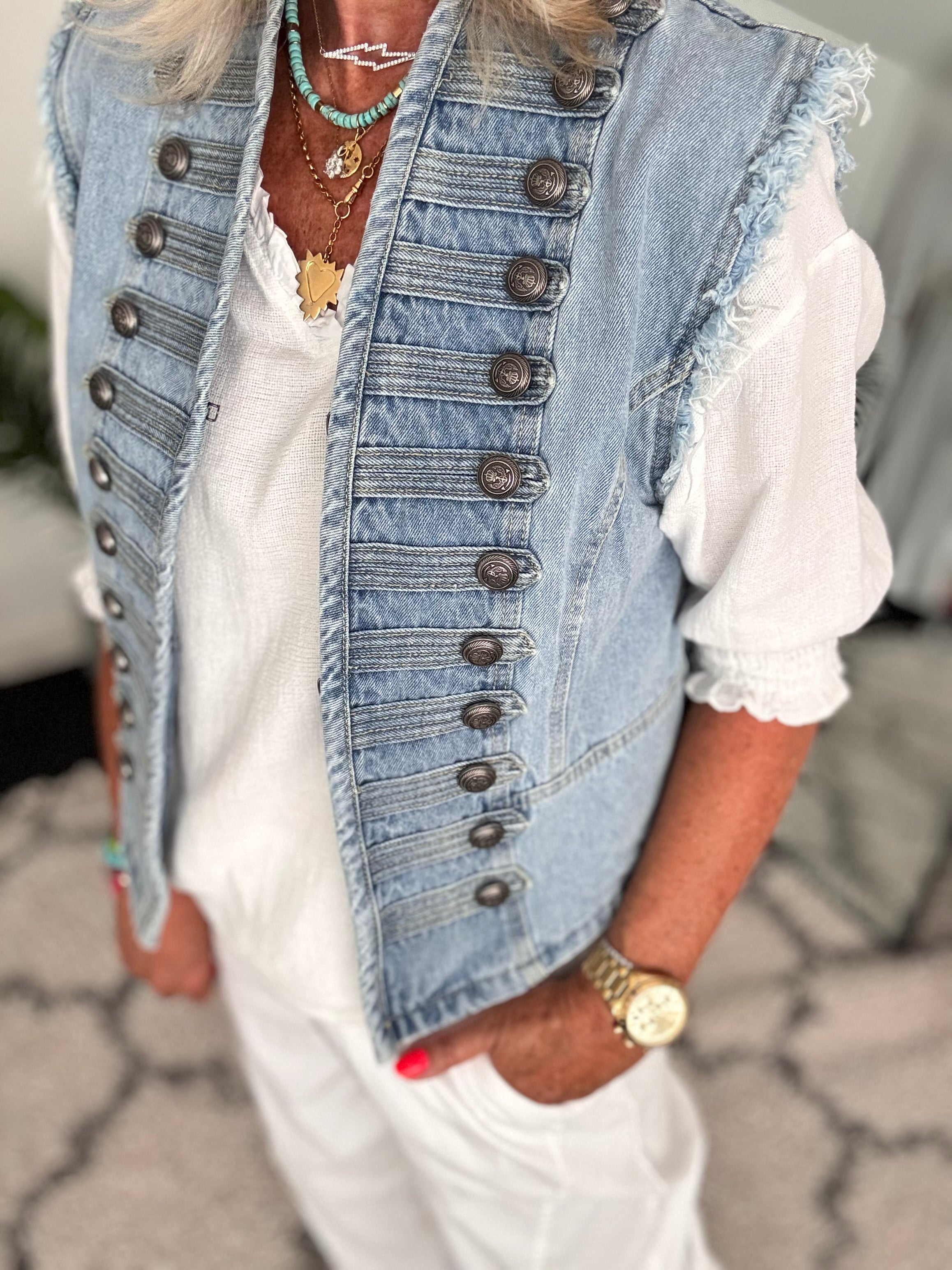 Military Gilet in Denim