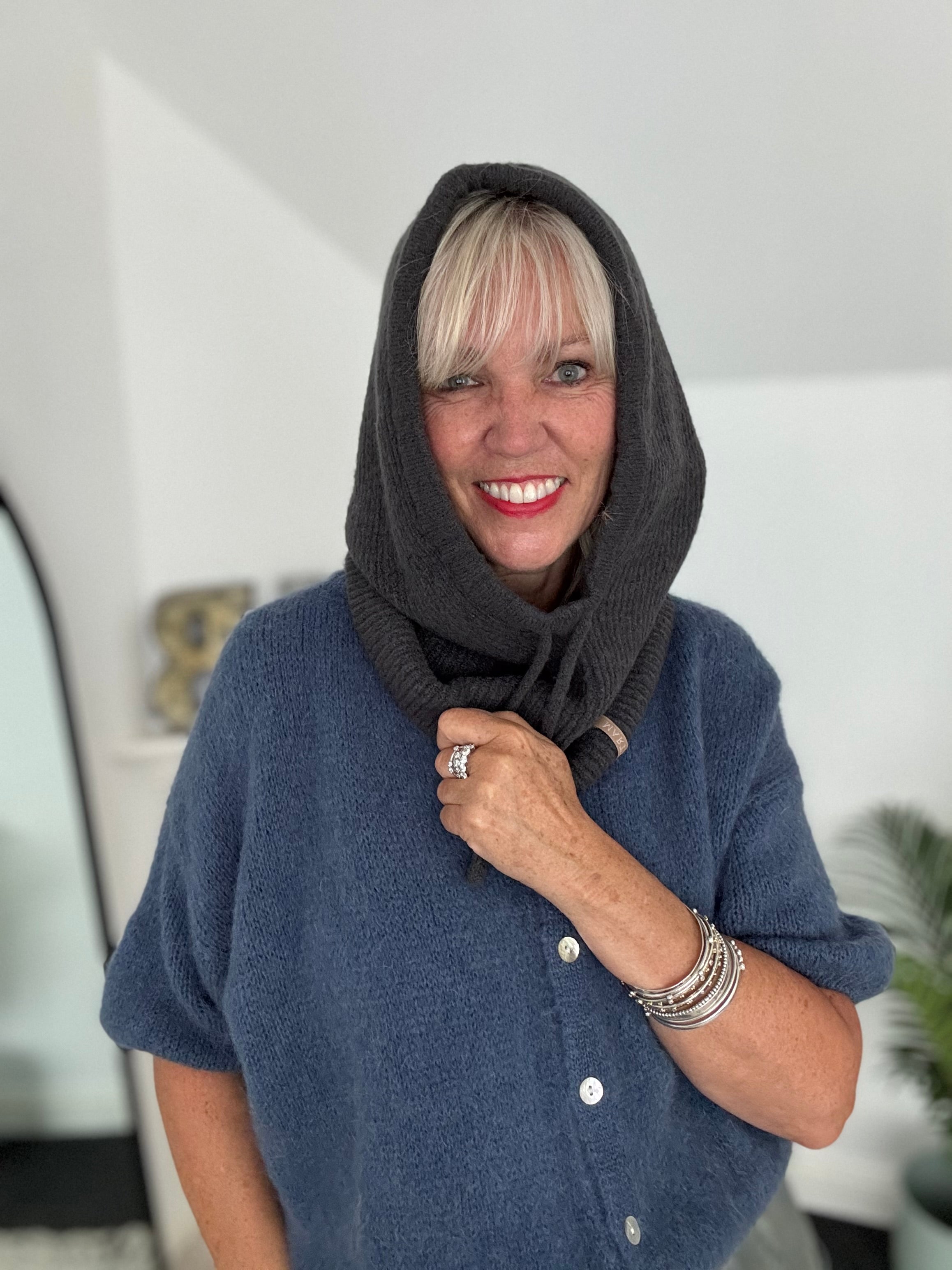Luxe Hooded Snood in Charcoal
