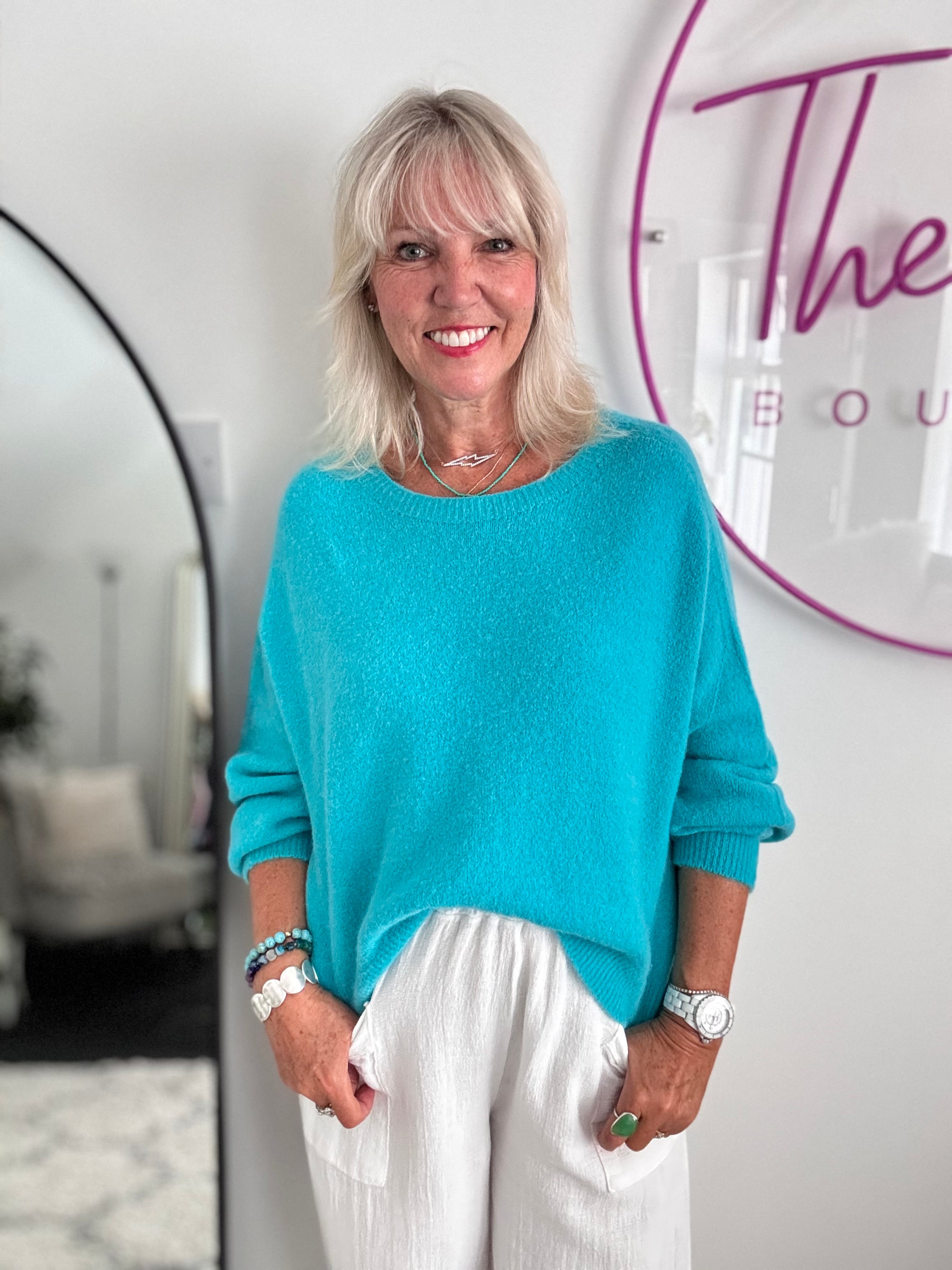 Luxe Slouchy Alpaca Jumper in Teal