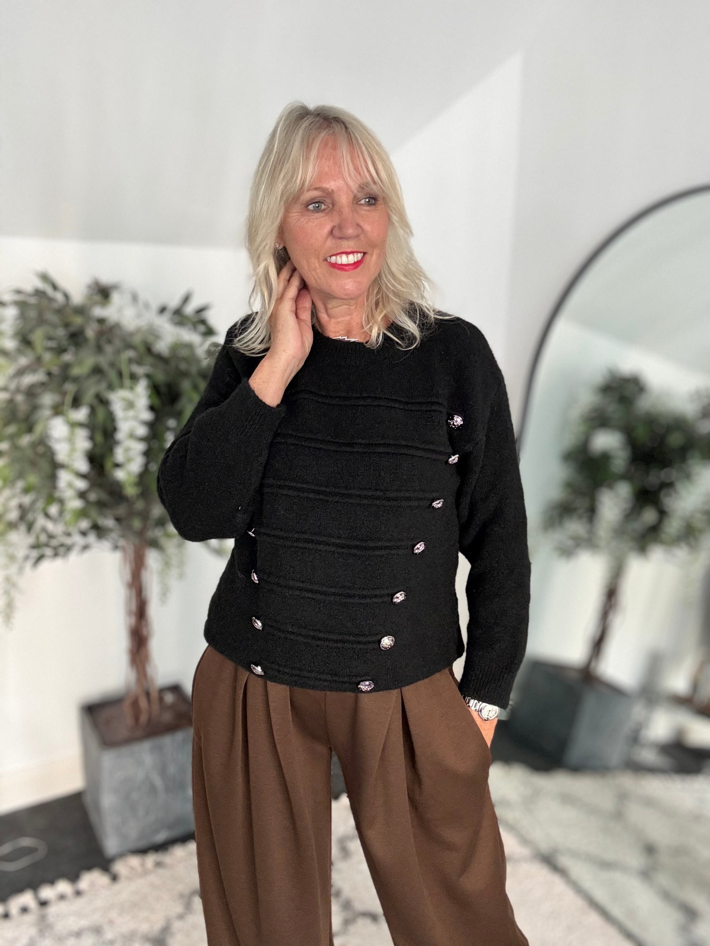 Soft Military Jumper in Black
