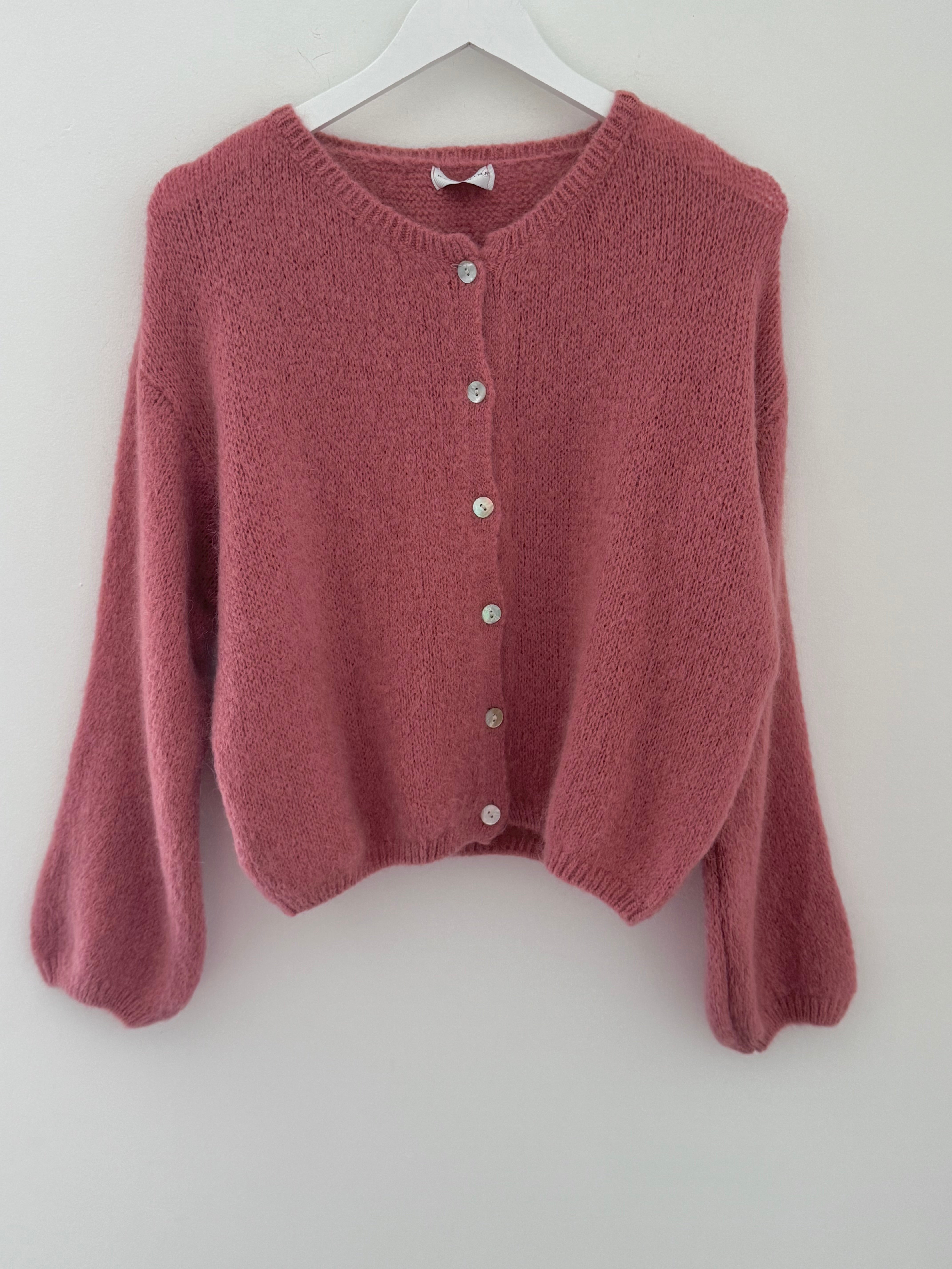 Mohair Buttoned Cardi in Blush Pink