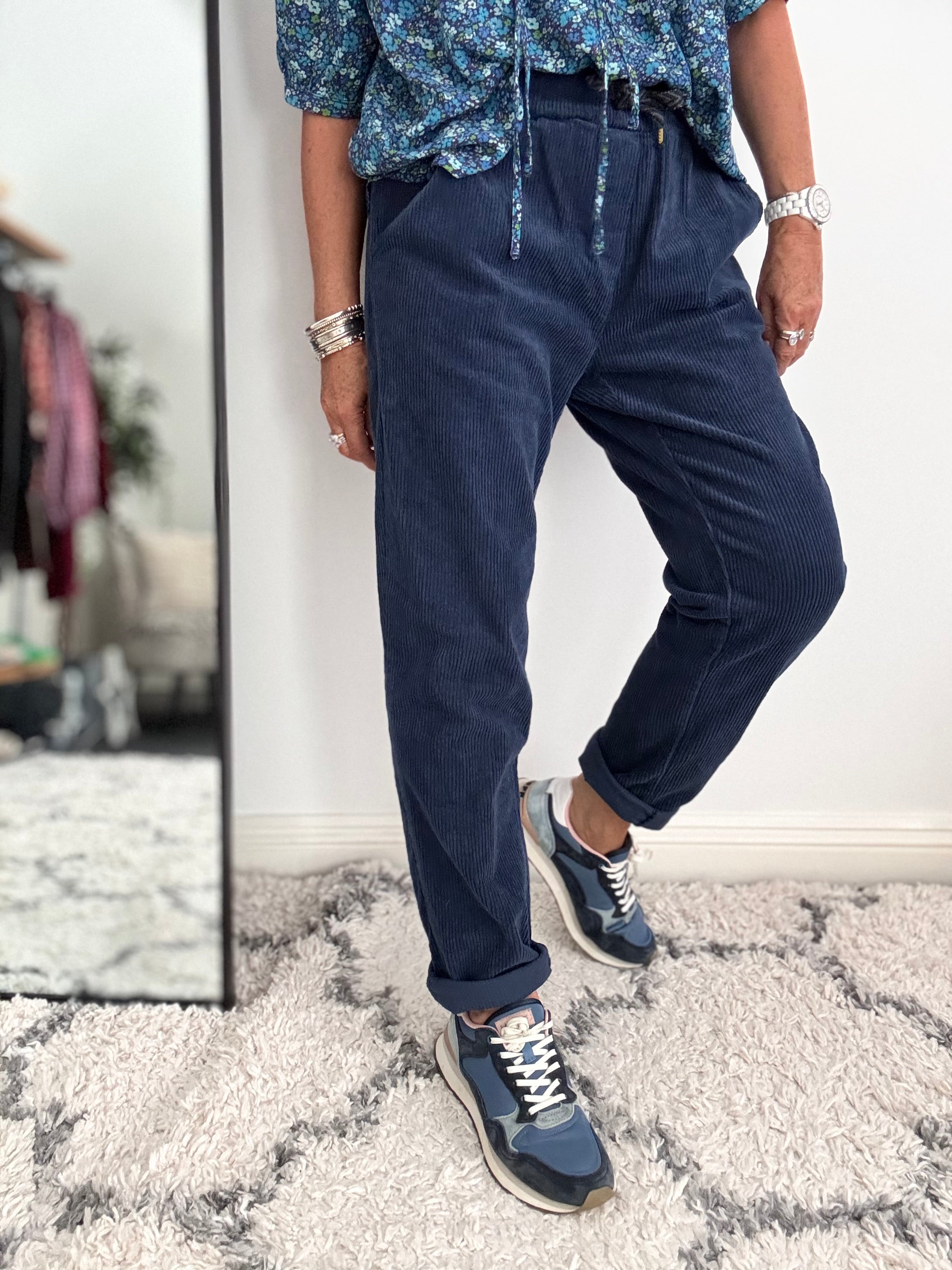 Luxe Cord Joggers in Navy