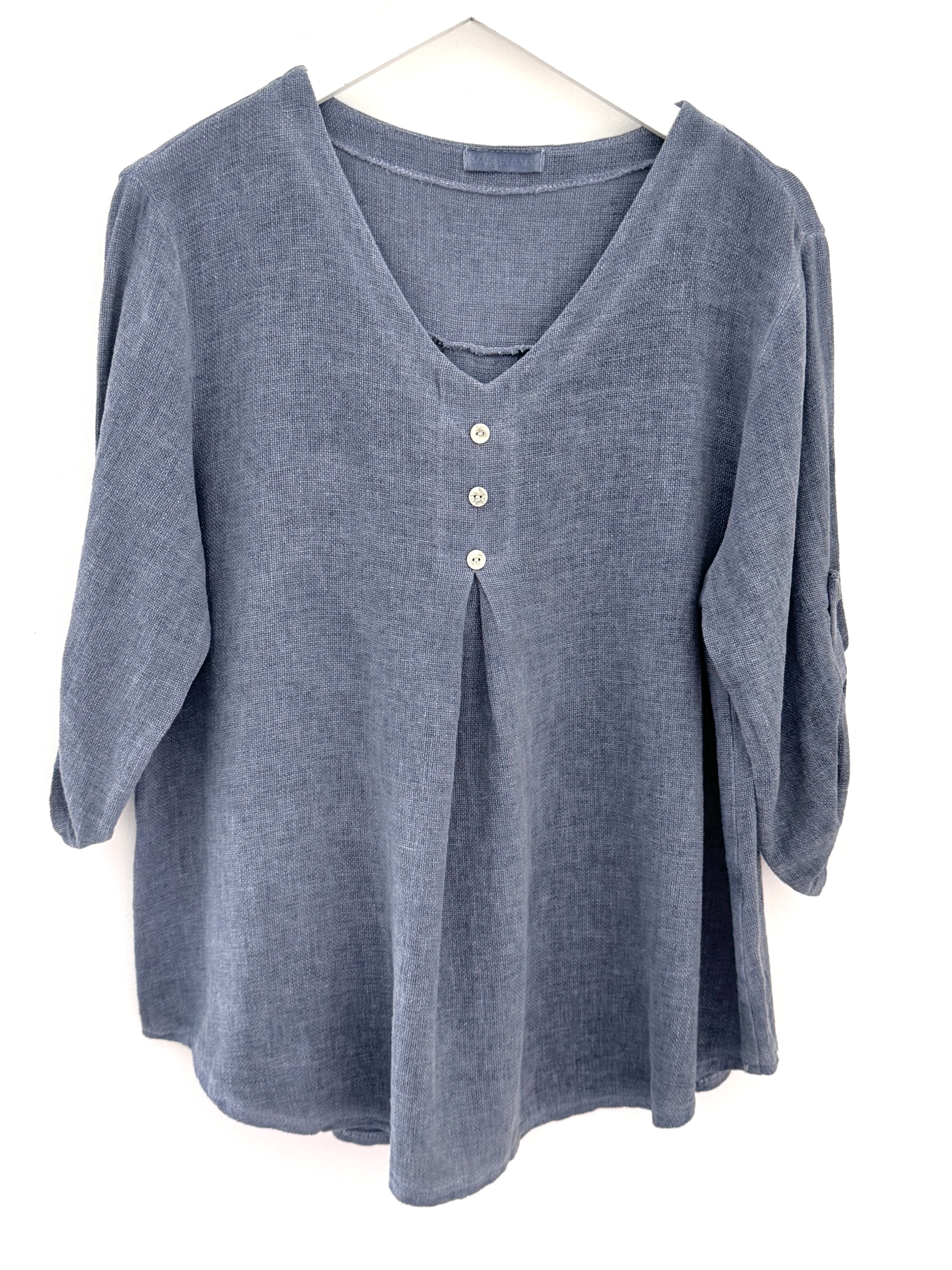 Linen & Cotton Shirt in Denim
