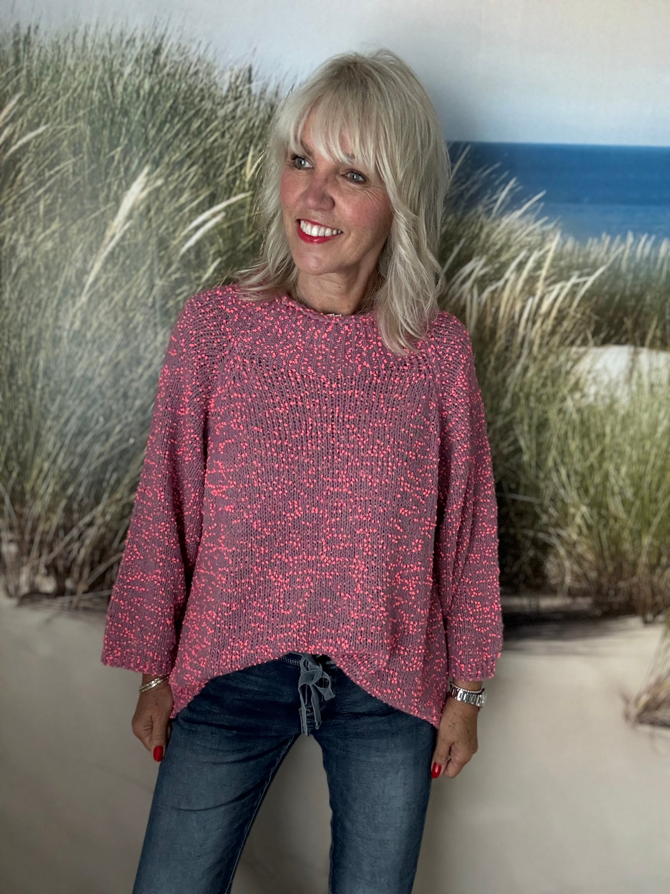 Popcorn Boucle Jumper in Pinks