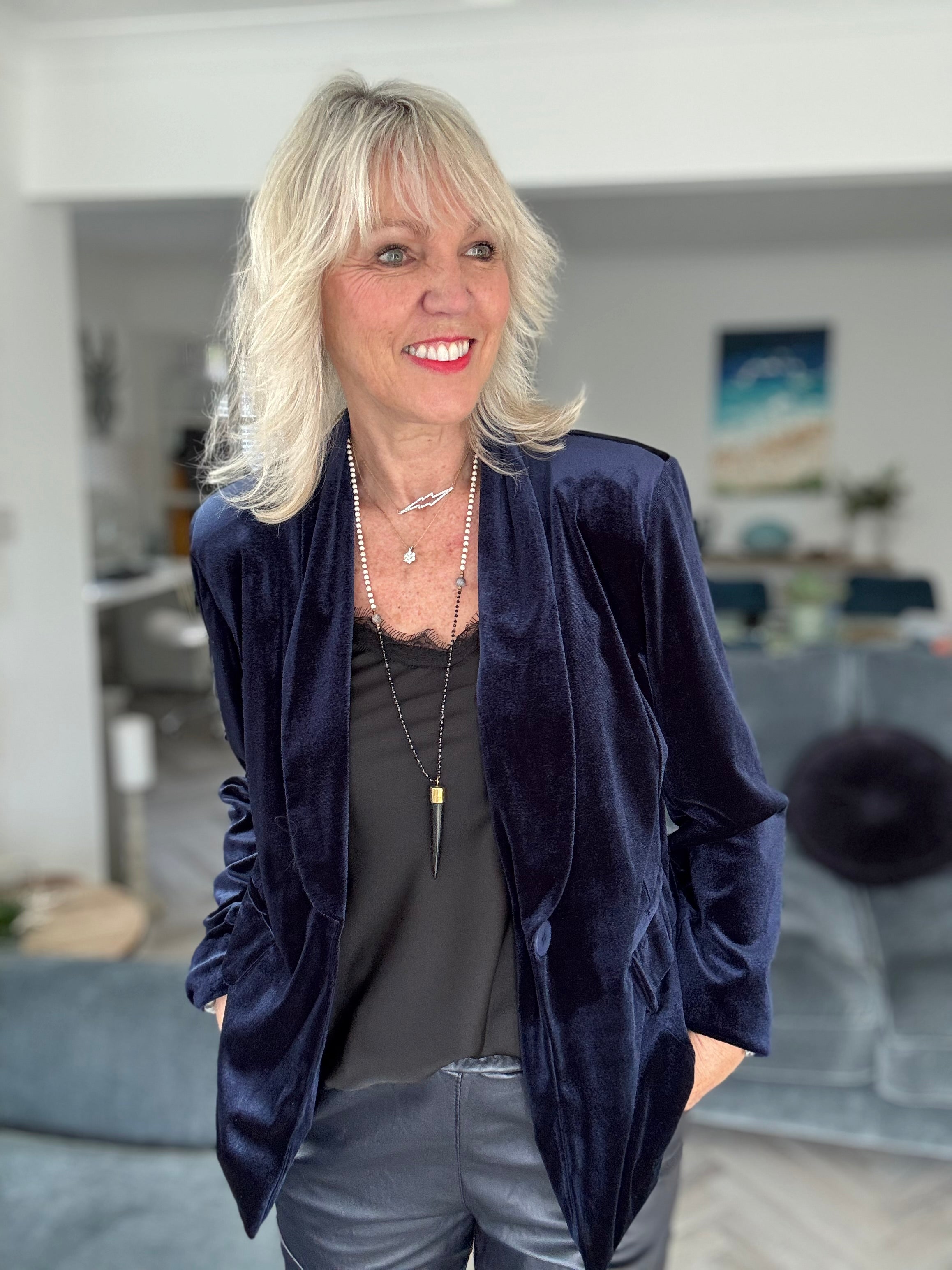 Velvet Jacket in Midnight Blue