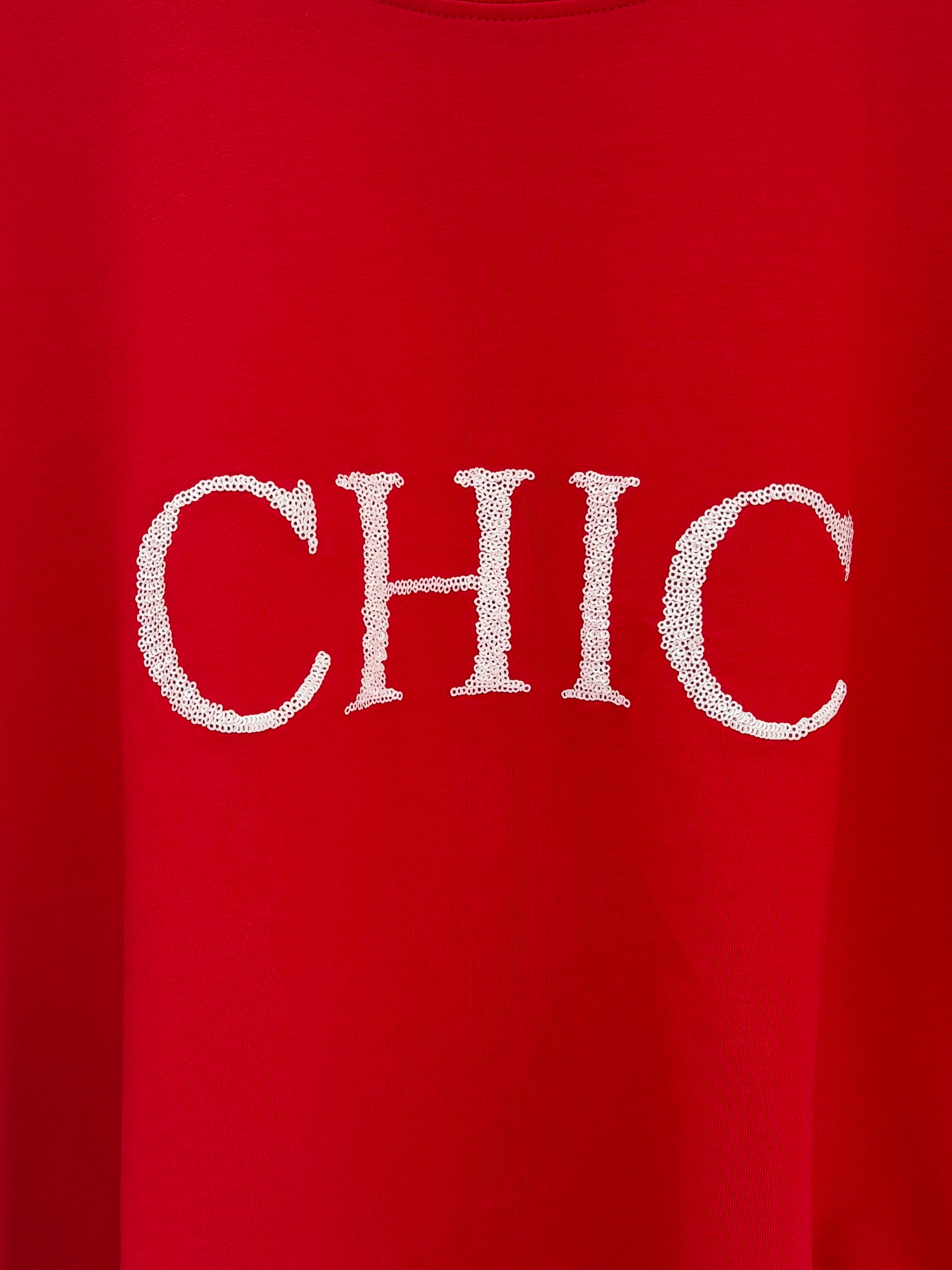 Chic Sequin Sweatshirt in Red