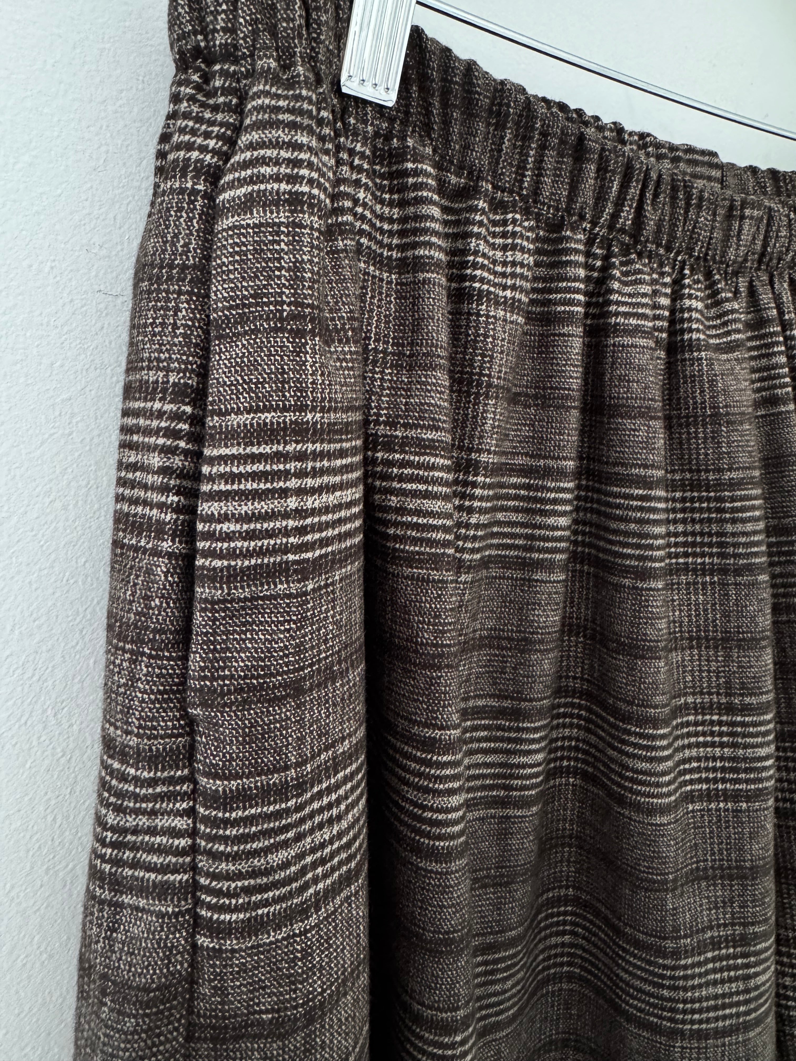 Wide Leg Check Trousers in Chocolate