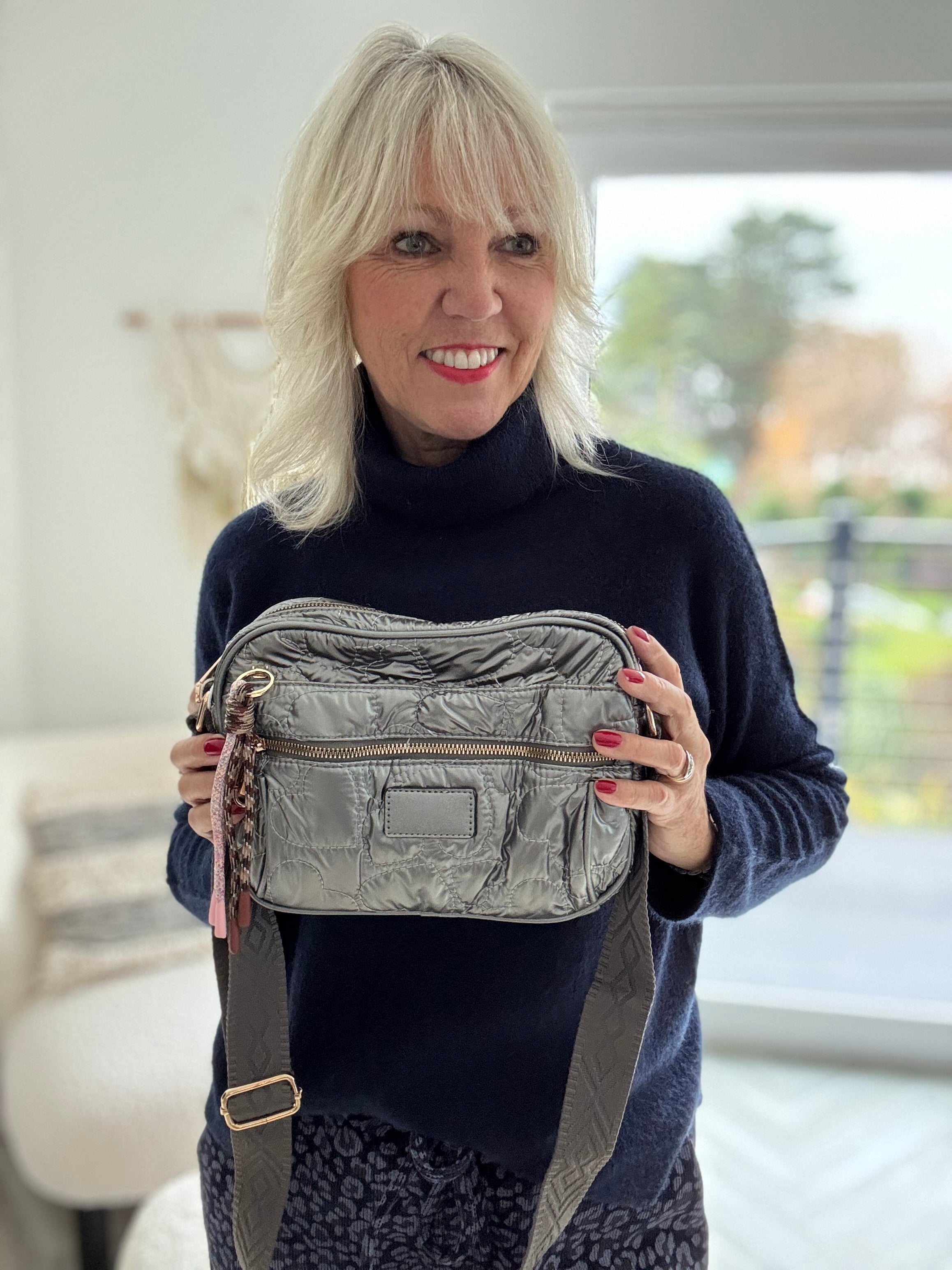Crossbody Bag in Metallic Pewter