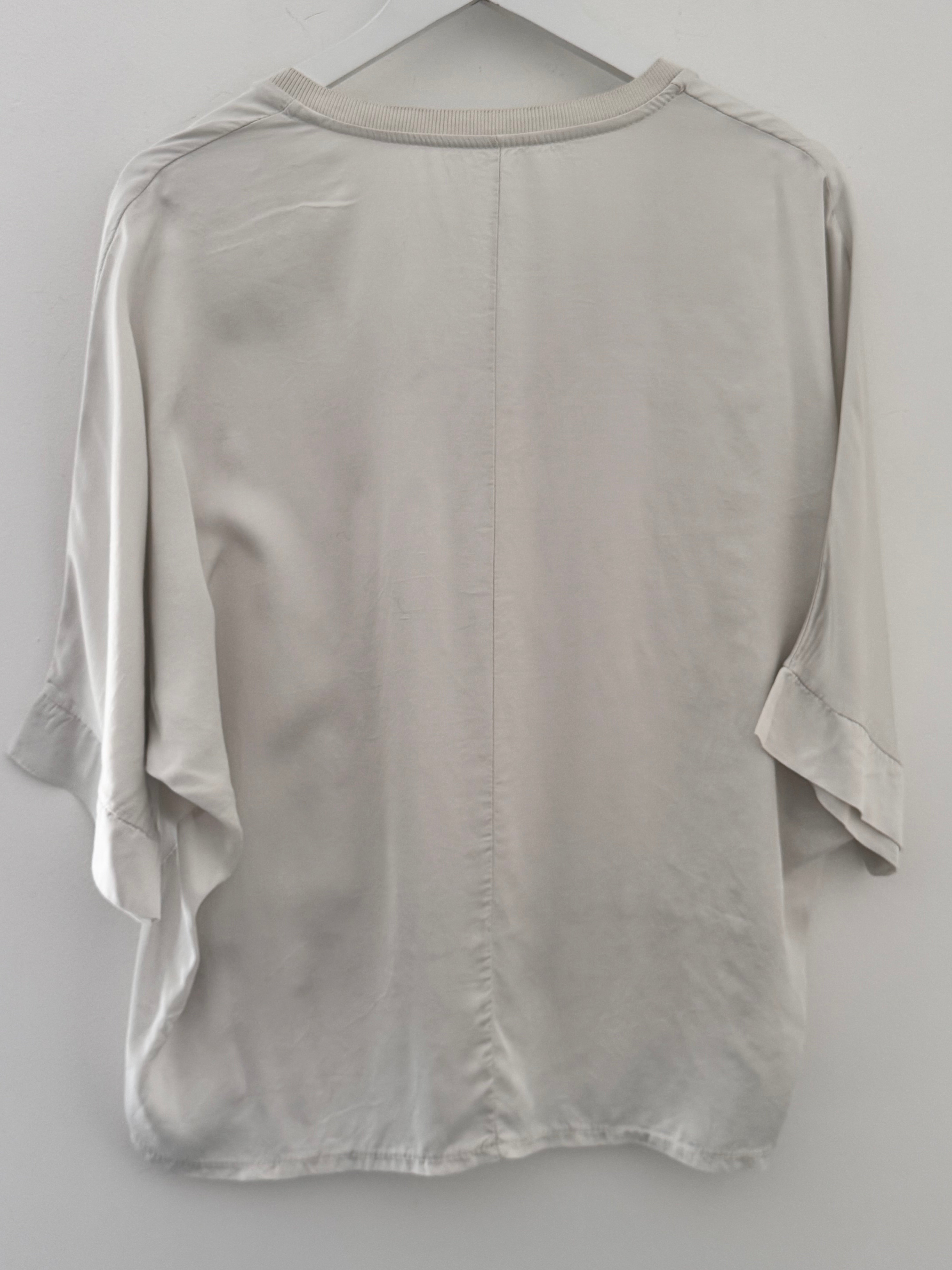Silky V Neck Top in Ecru