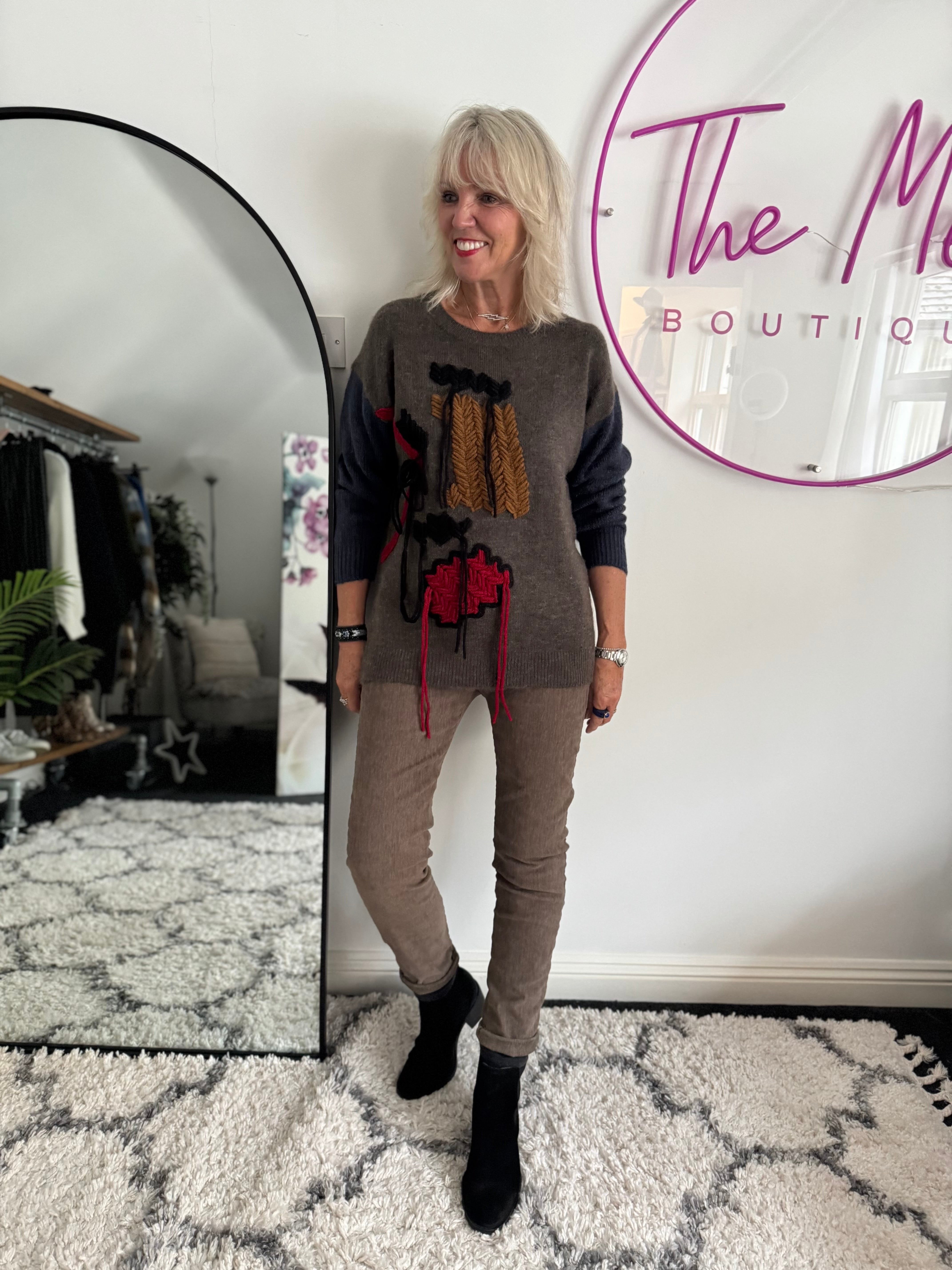 Needlecord Stretch Joggers in Mocha