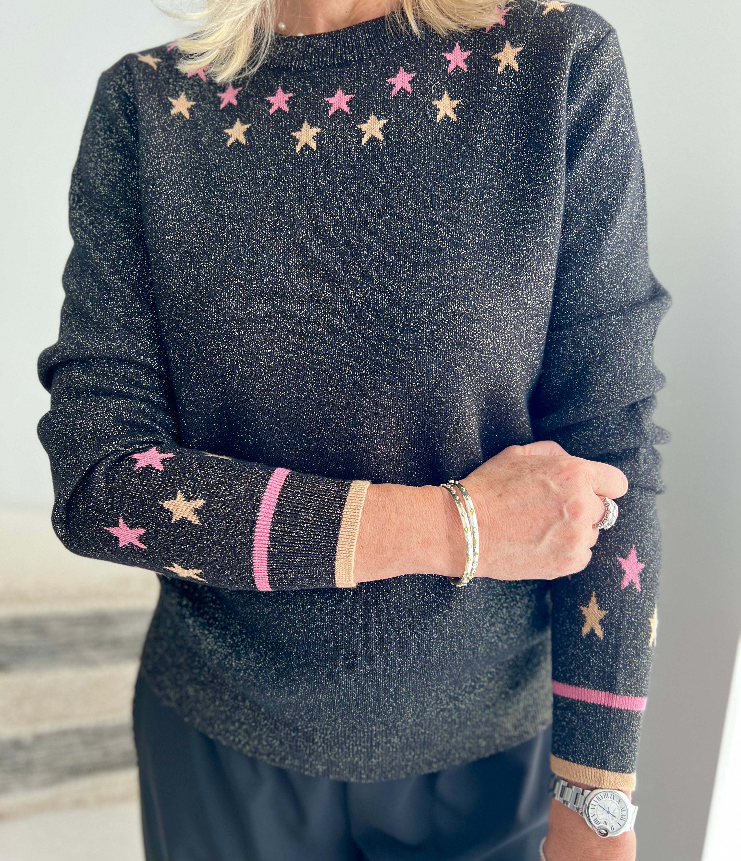 Sparkle Jumper with Stars in Black