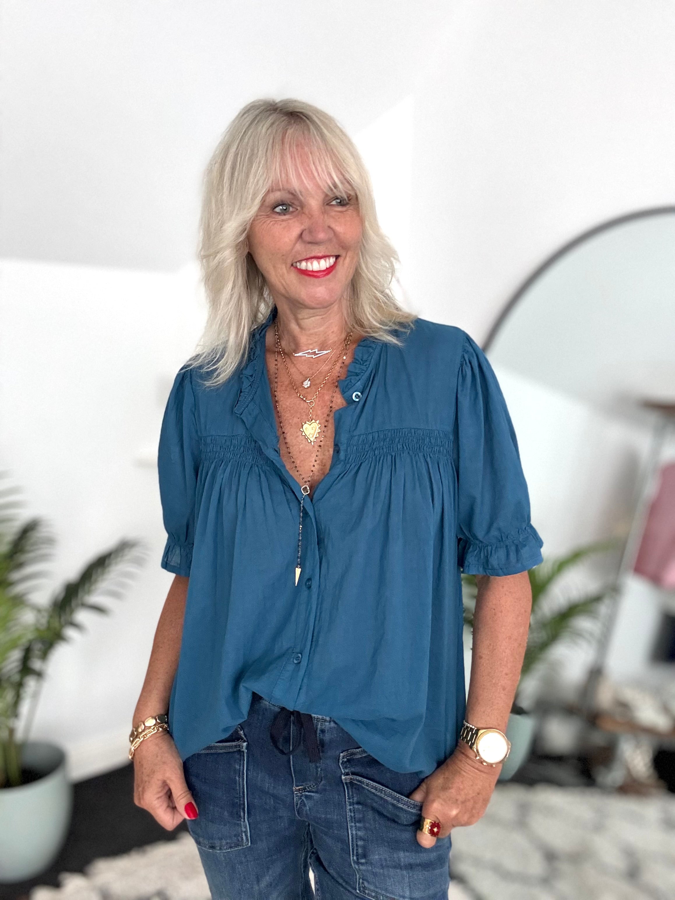 Lawn Cotton Shirt in Teal