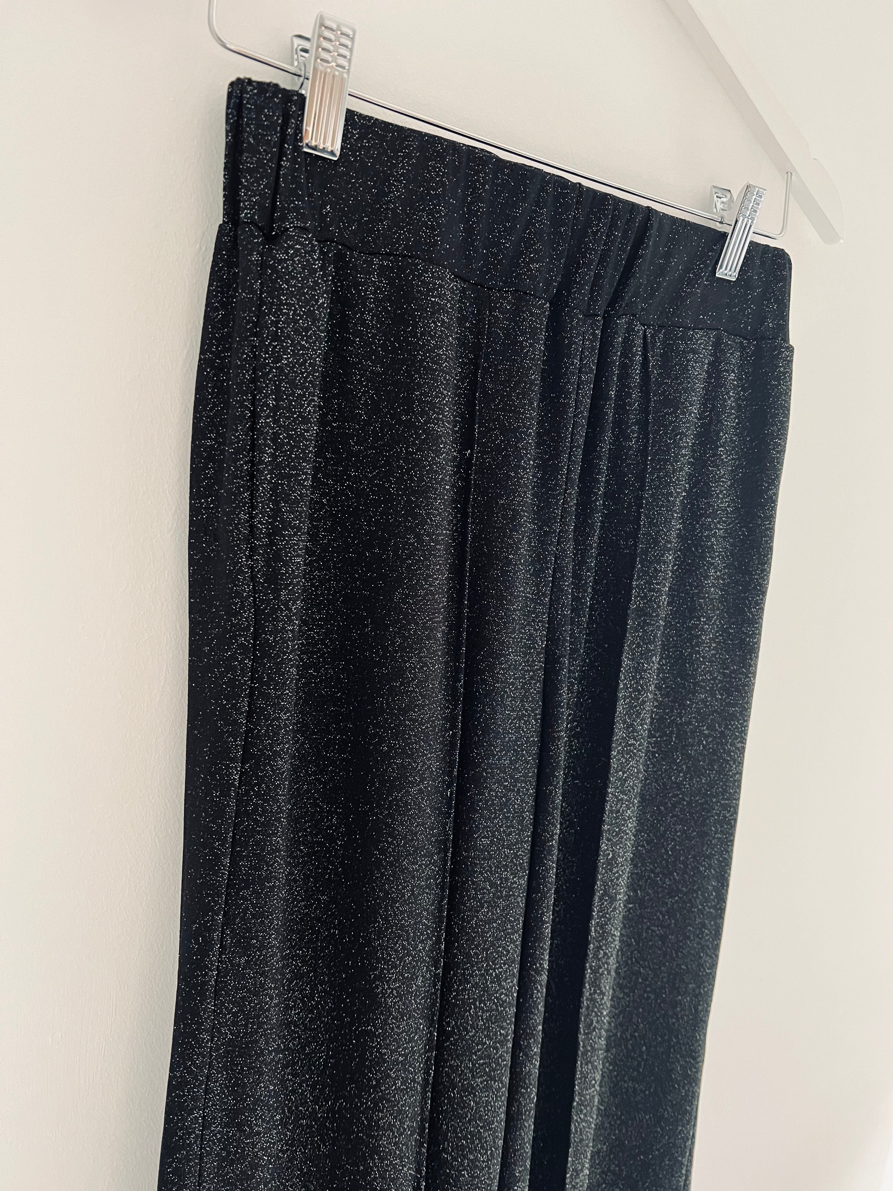 Fabulous Wide Leg Sparkly Trousers in Black
