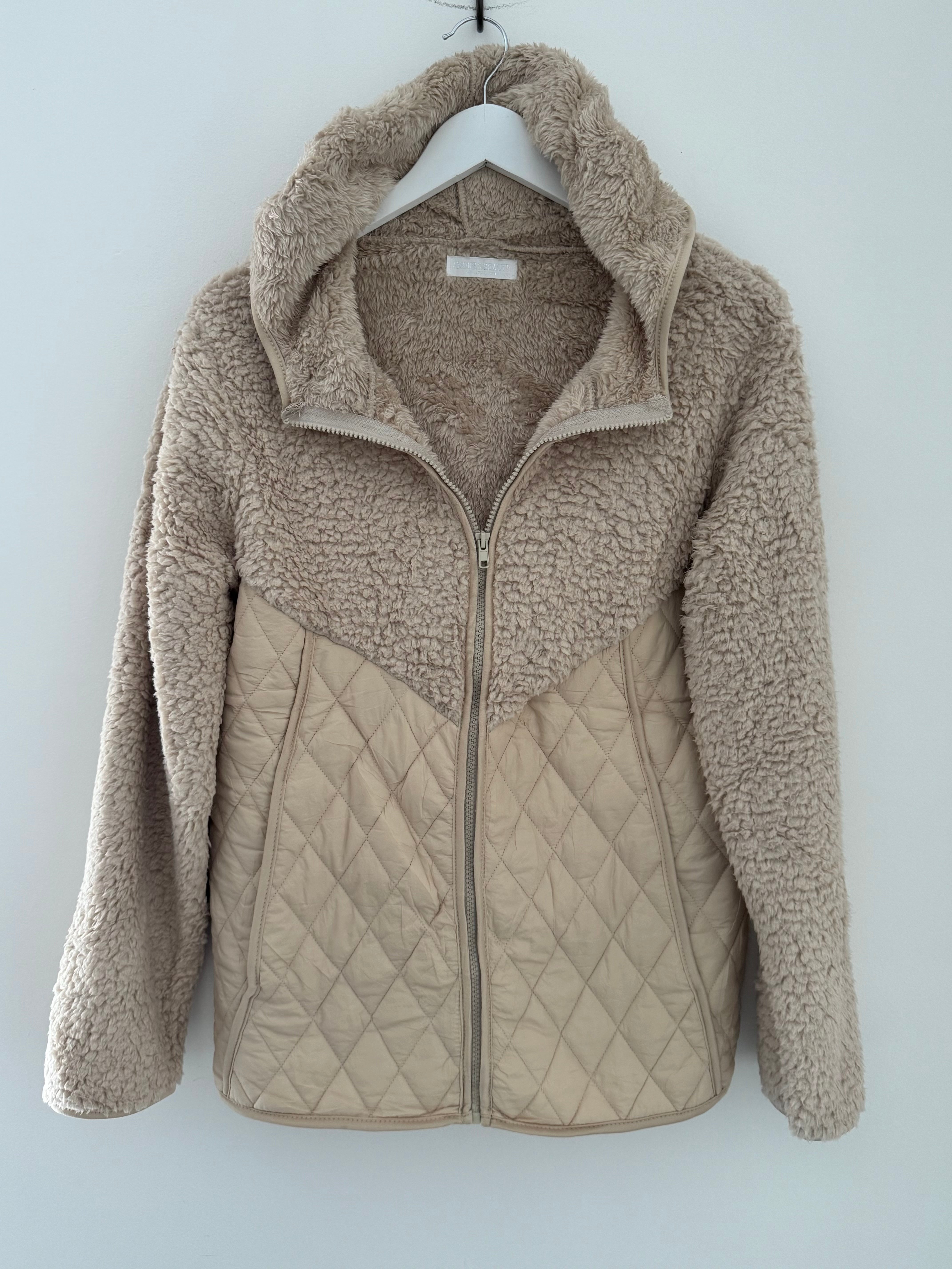 Quilted Zip Fleece in Soft Stone