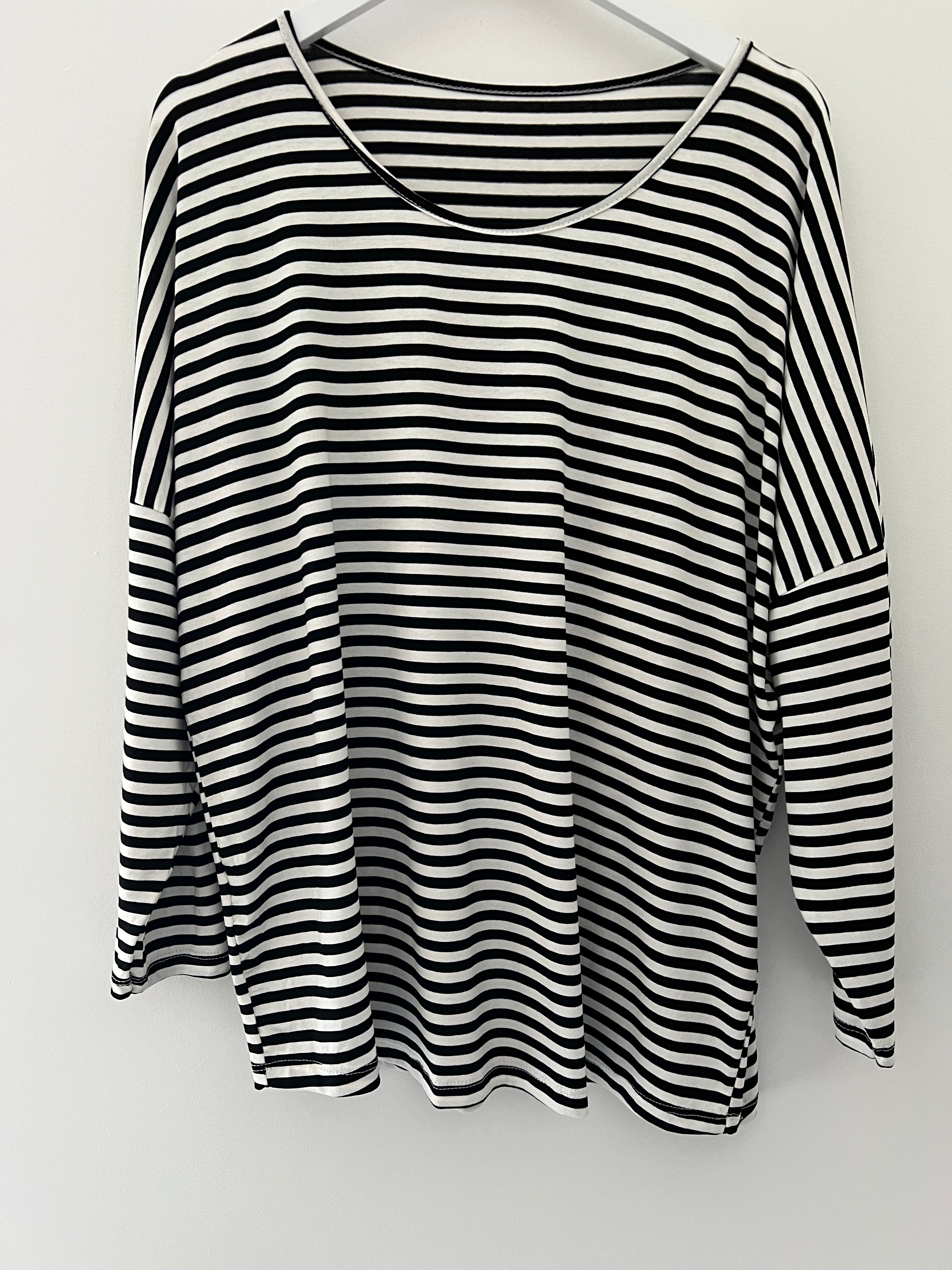 Oversized Stripe Top in Black & White