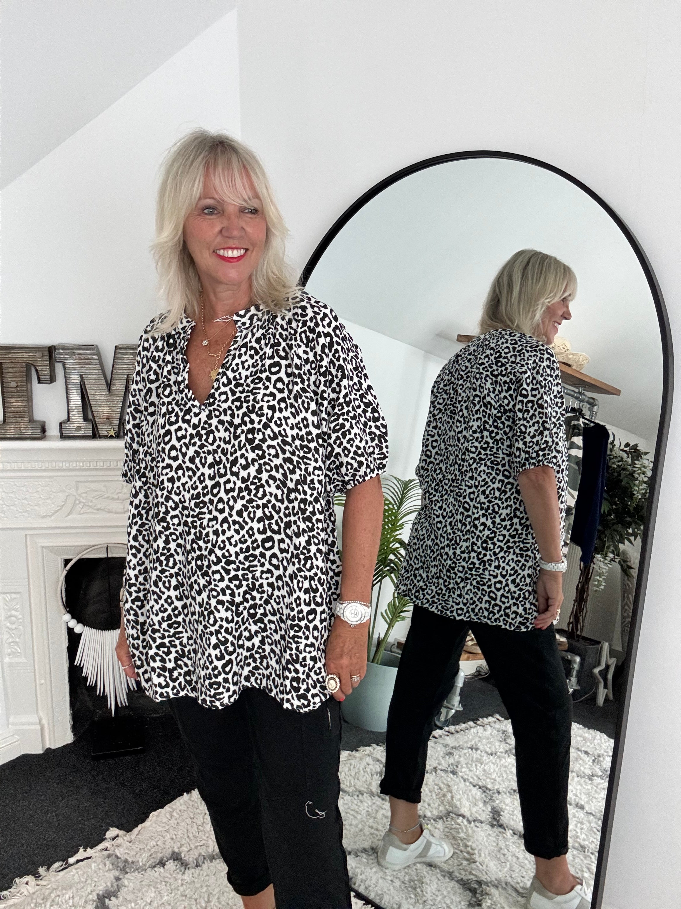 Oversized Cheesecloth Top in Leopard Print