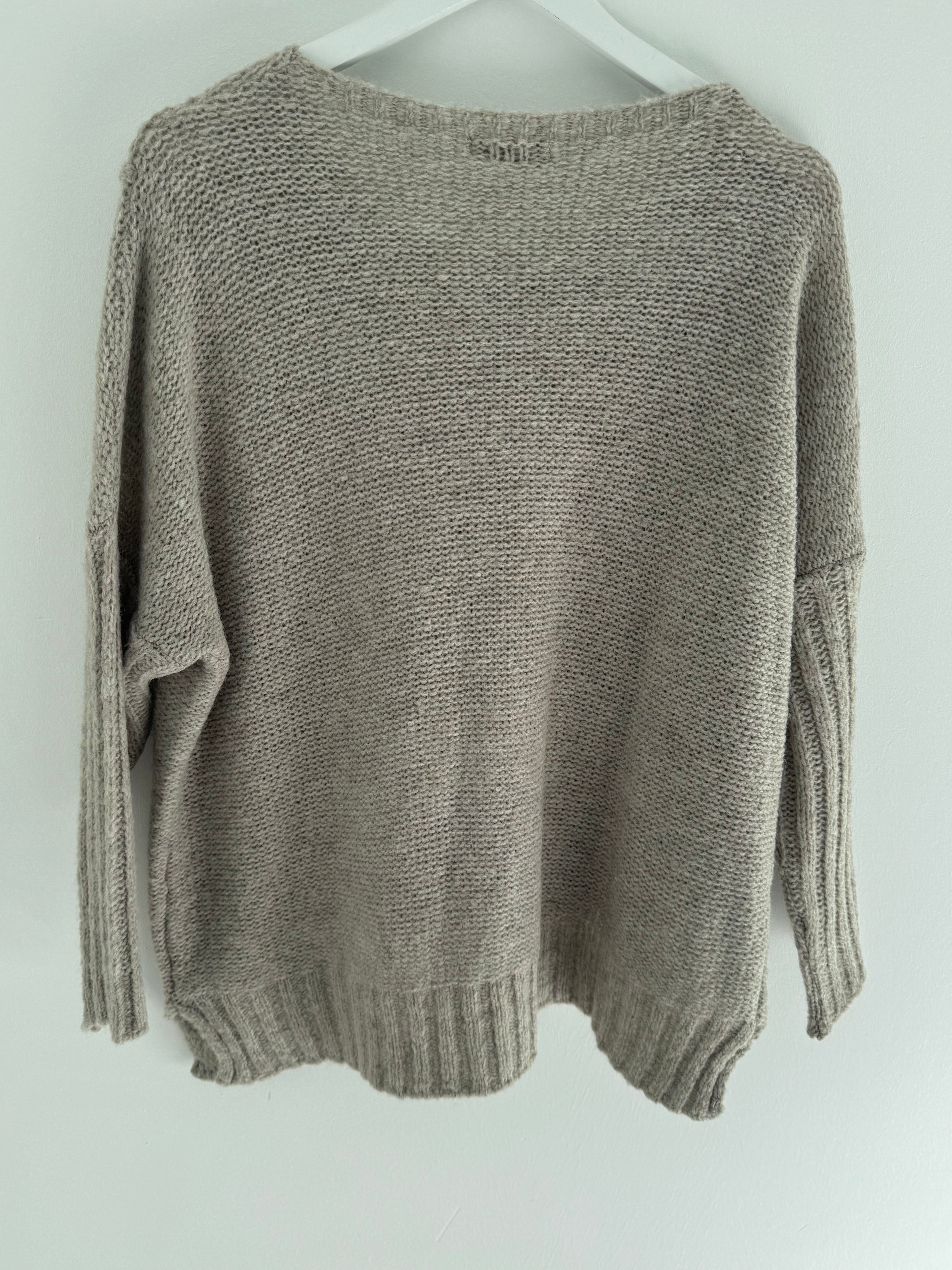 Hi Lo Ribbed Jumper in Stone