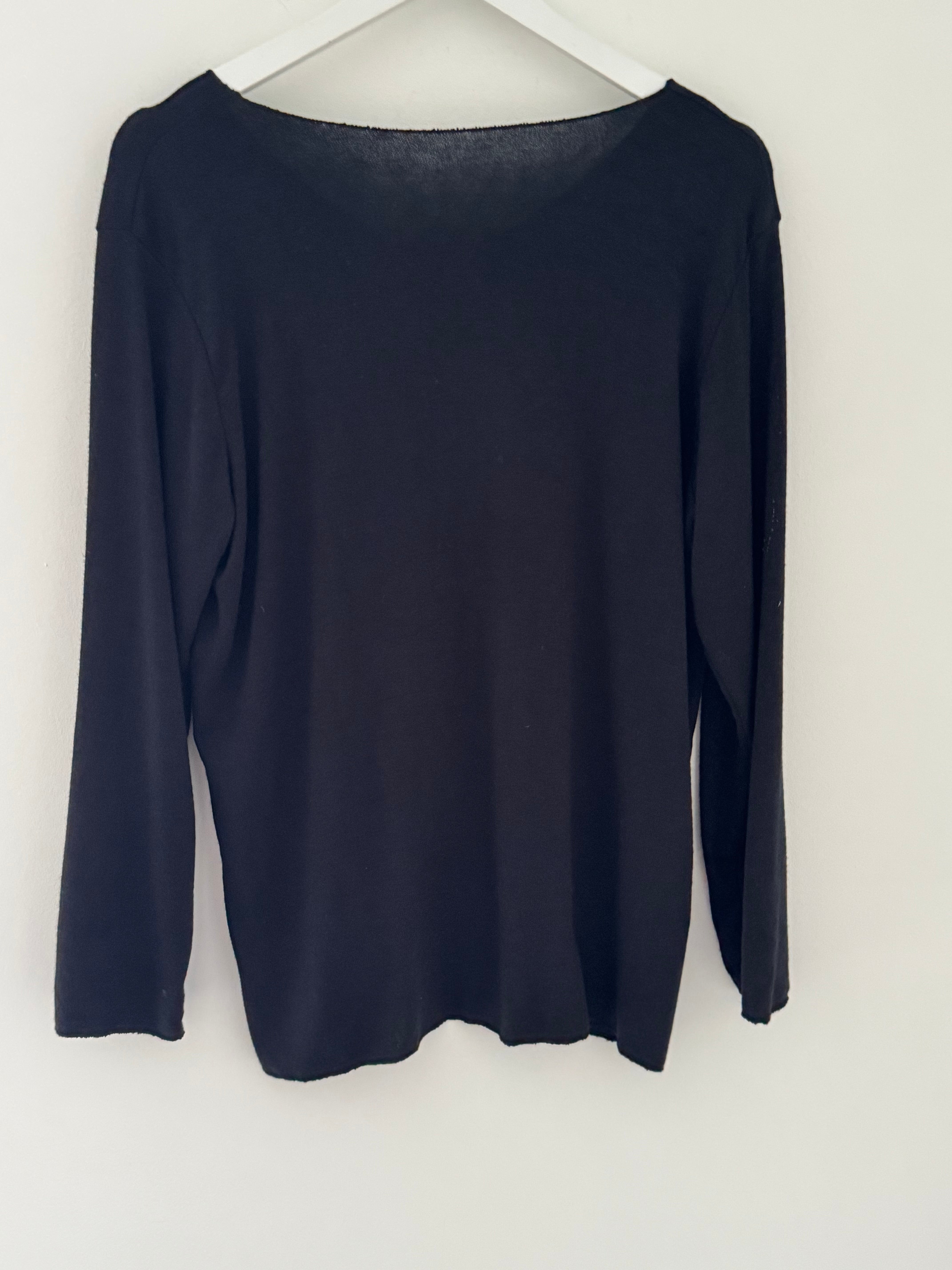 Soft V Neck Lobster Knit in Black