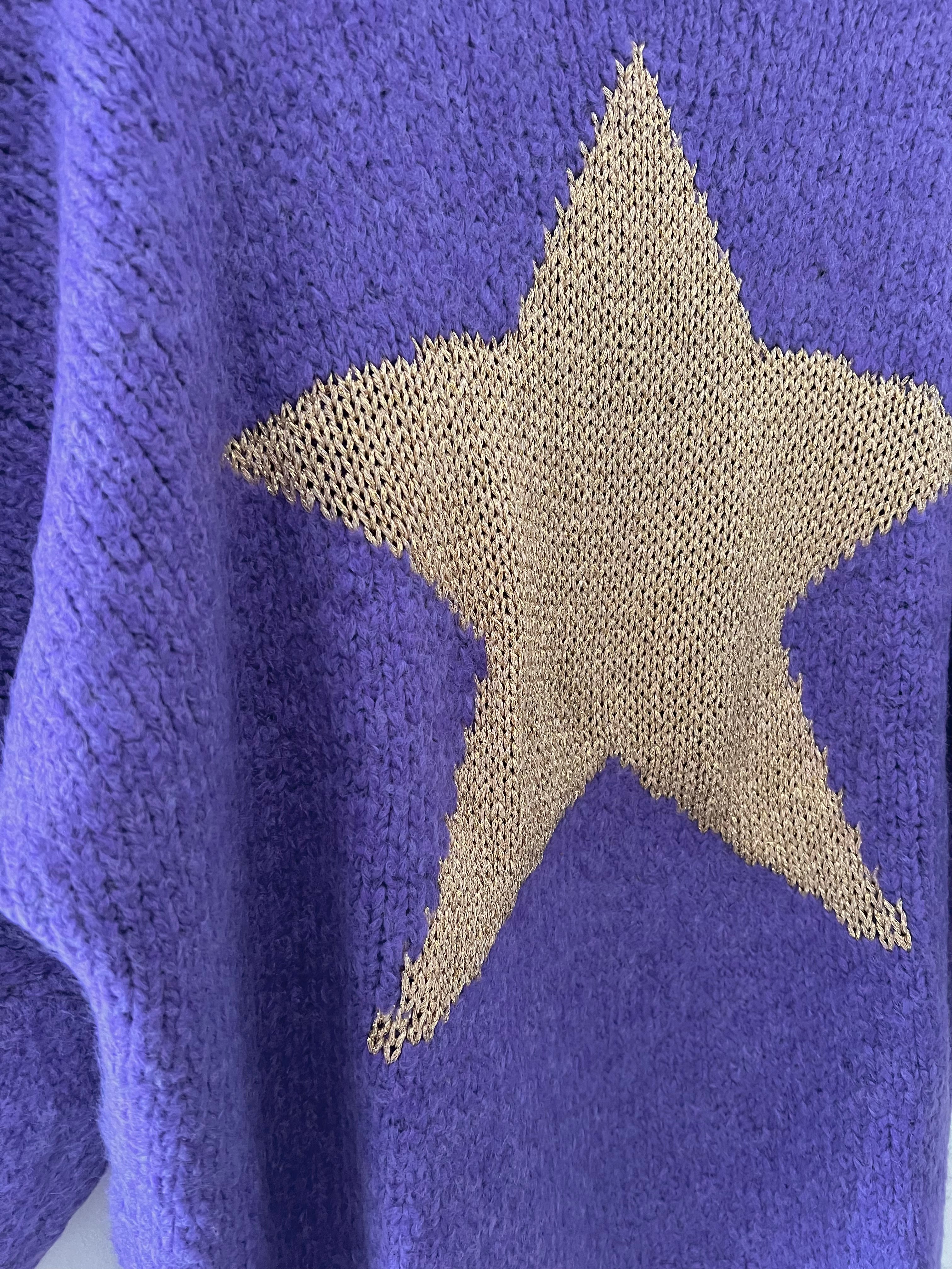 Cosy Star Jumper in Purple & Gold