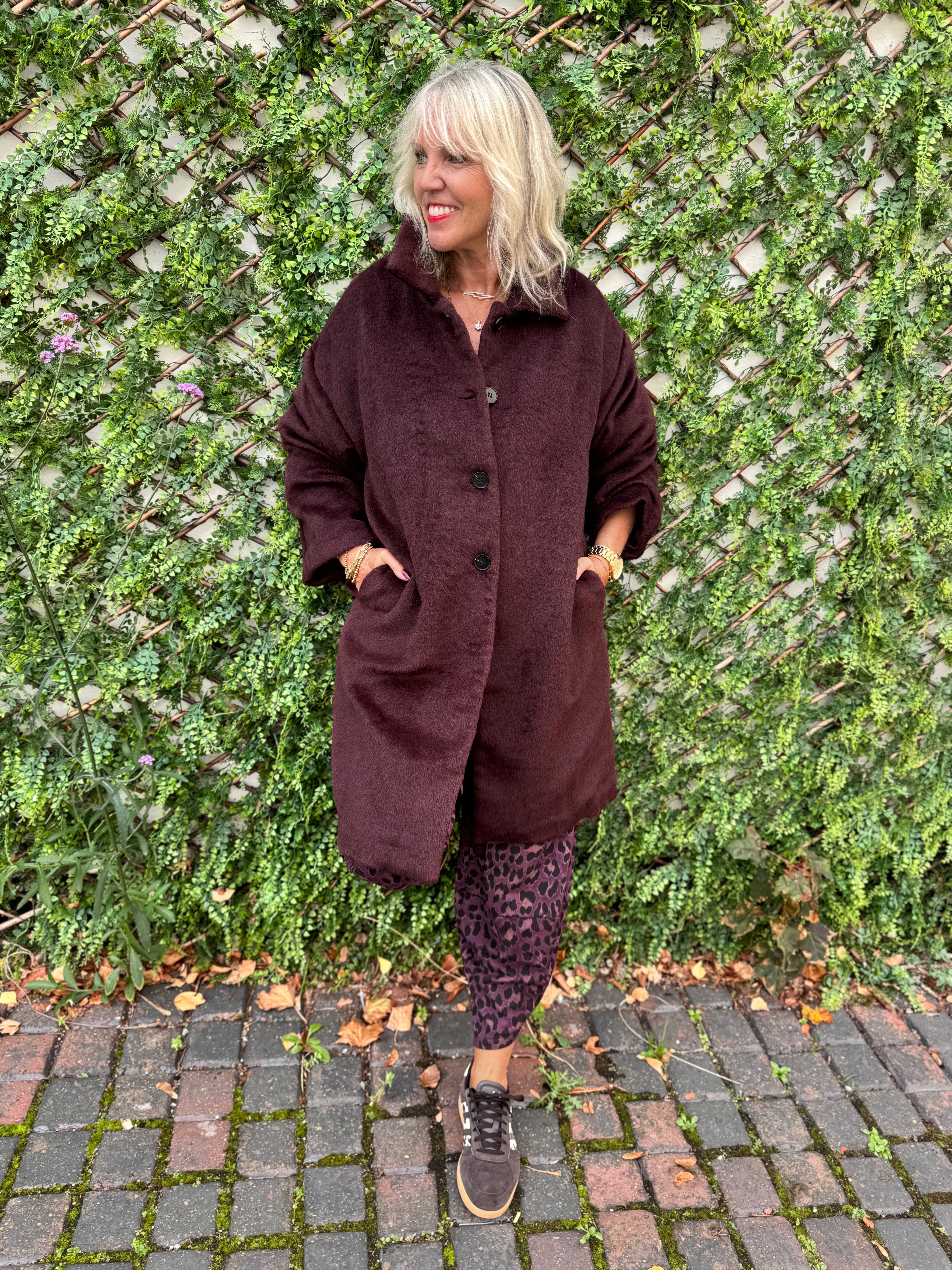 Luxe Mohair Coat in Plum