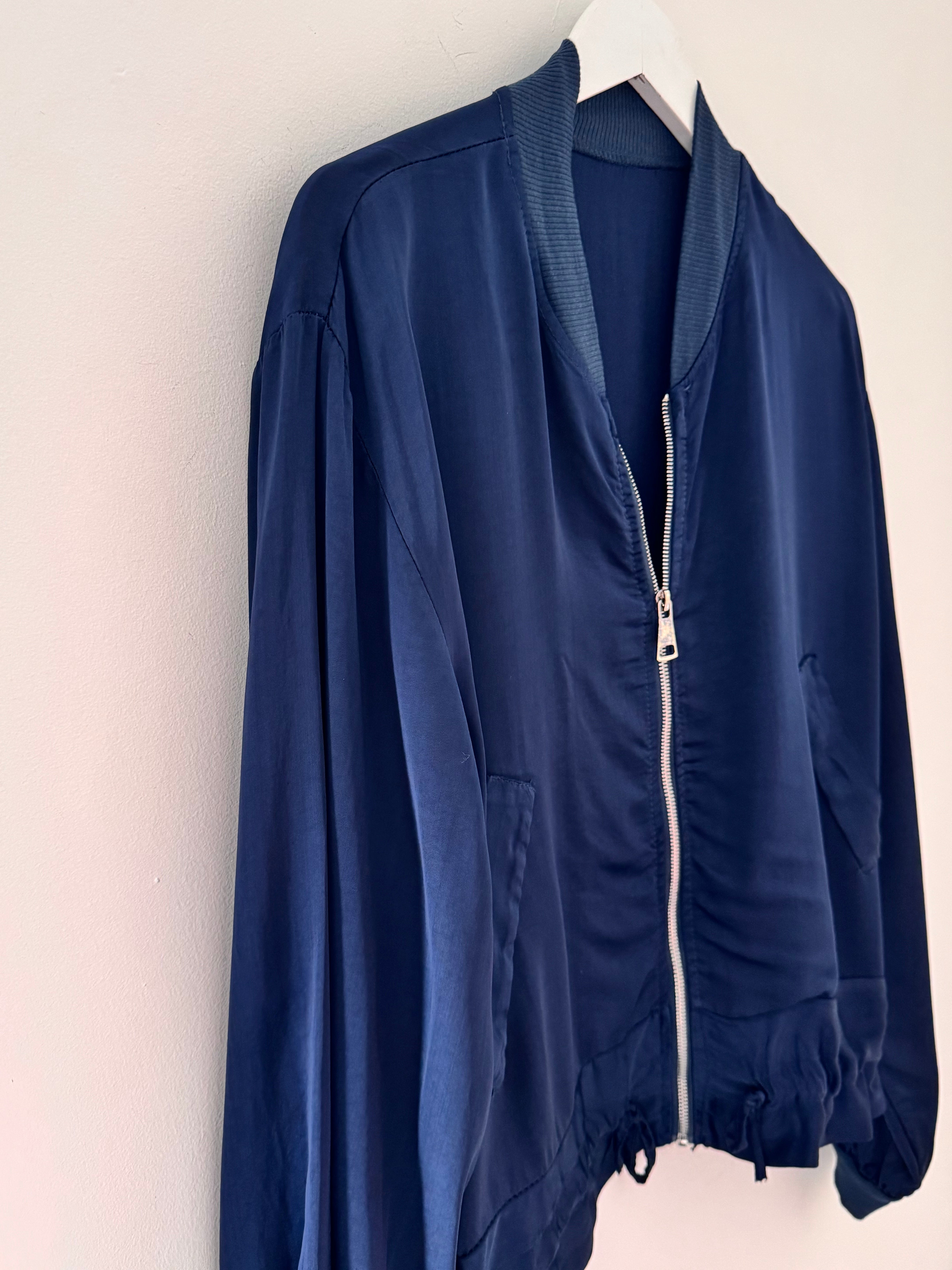 Silky Bomber Jacket in Midnight Blue