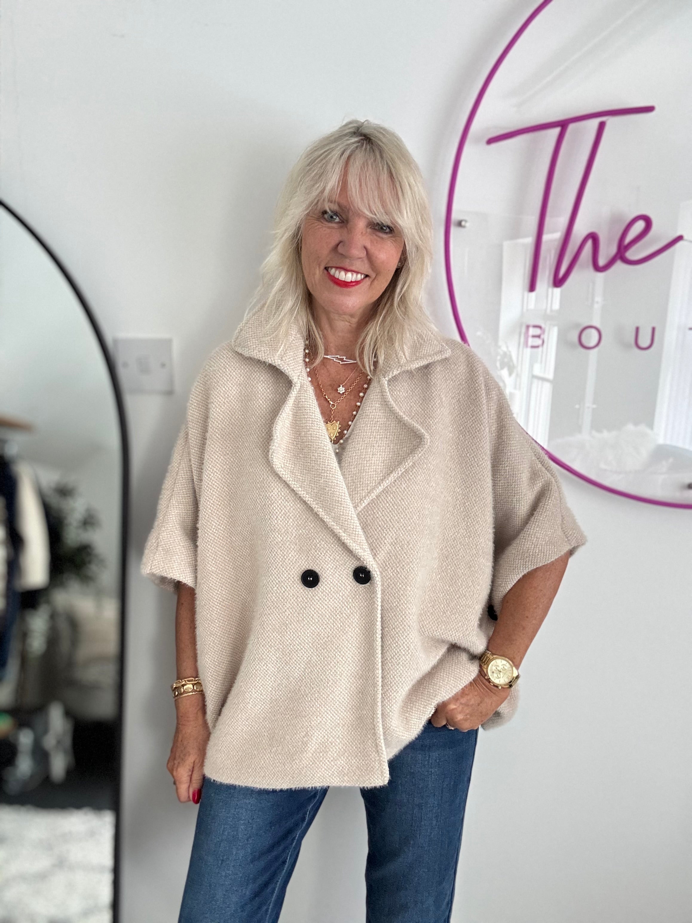 Soft Cape Jacket in Ecru