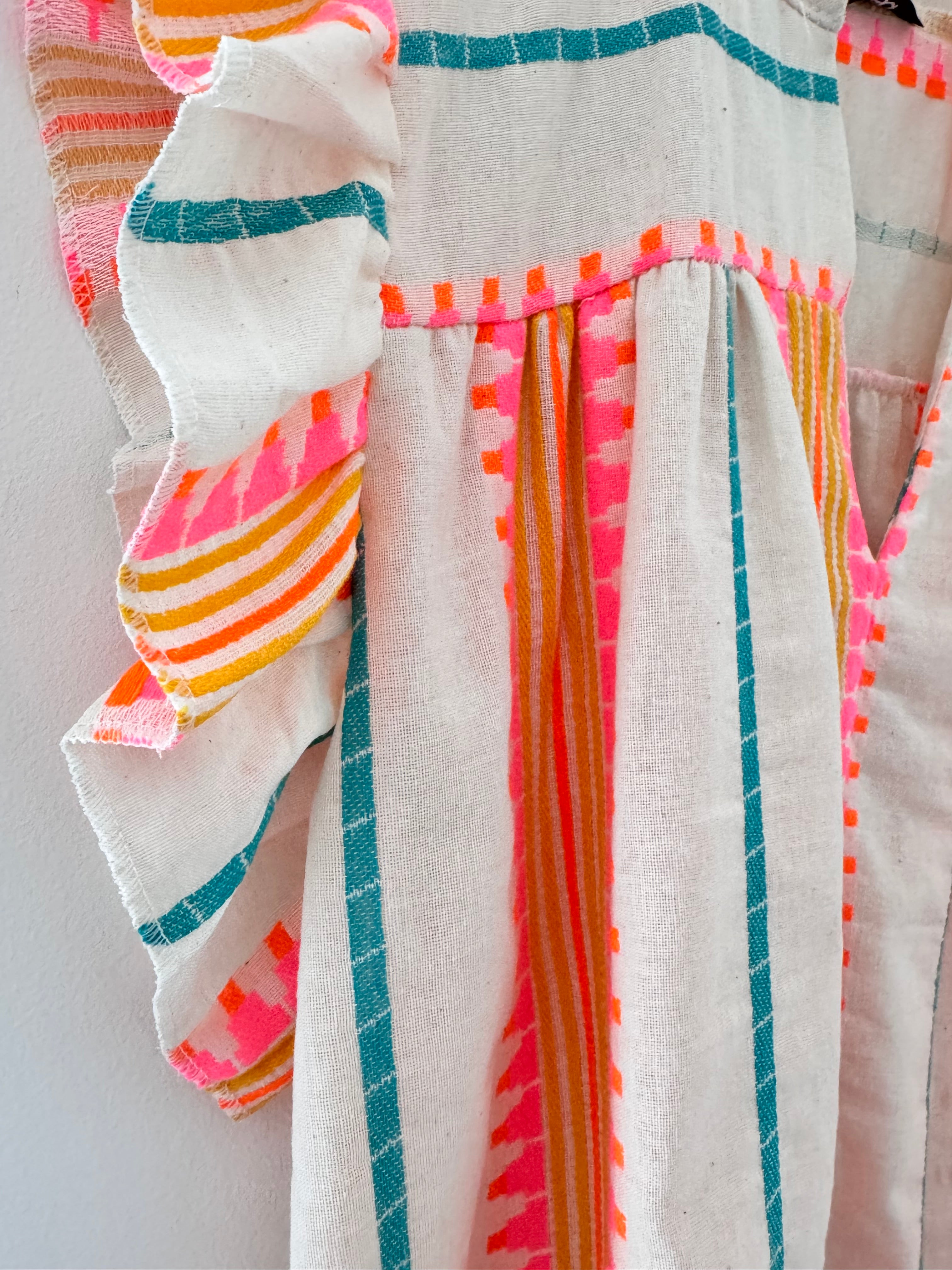 Embroidered Top in Pink & Neon