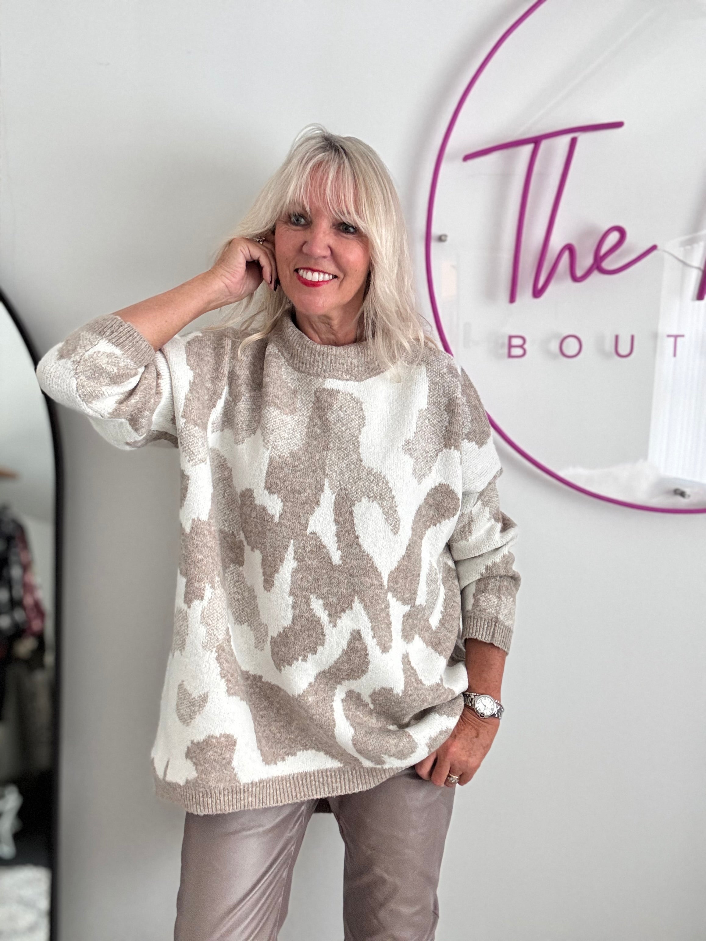 Luxe Jumper in Mocha & Ecru Camo