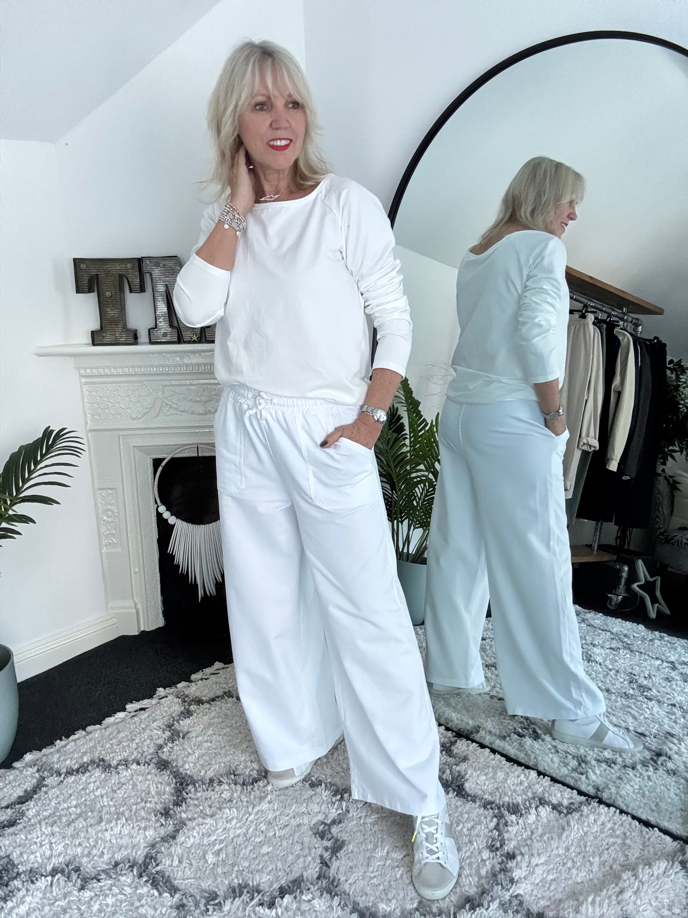 Stretch Jersey Trousers in White