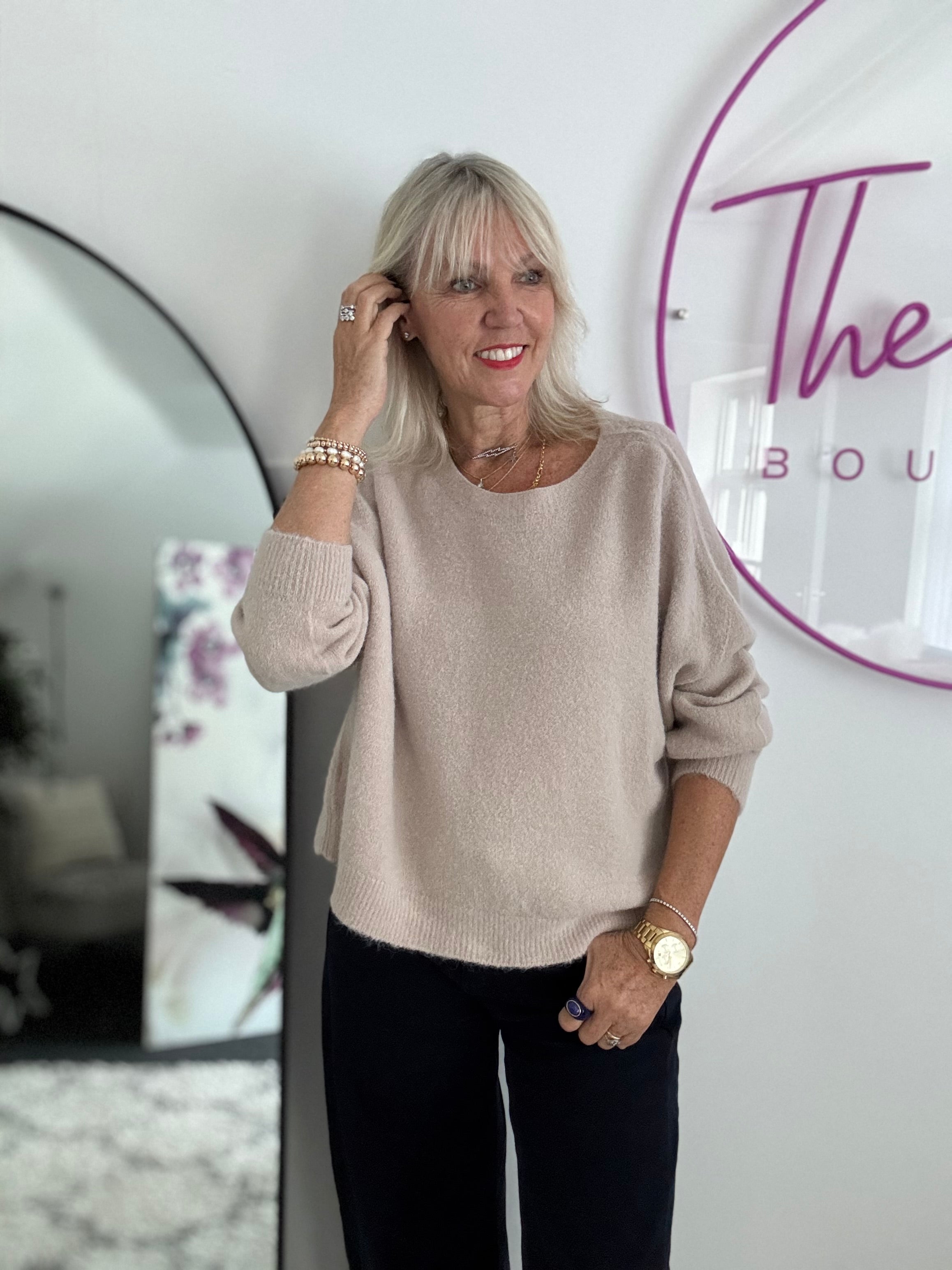 Luxe Slouchy Alpaca Jumper in Latte