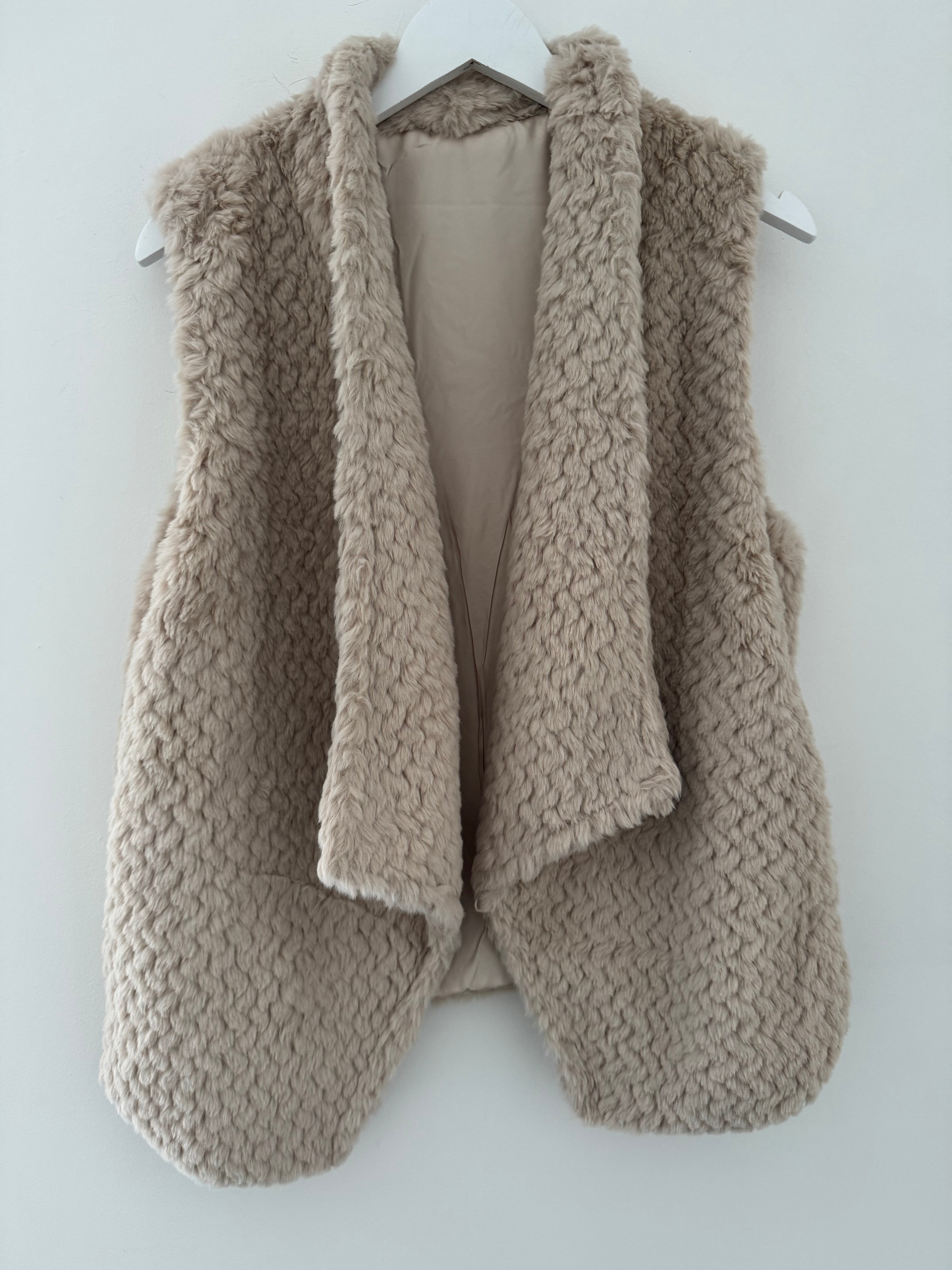 Faux Fur Gilet in Soft Caramel