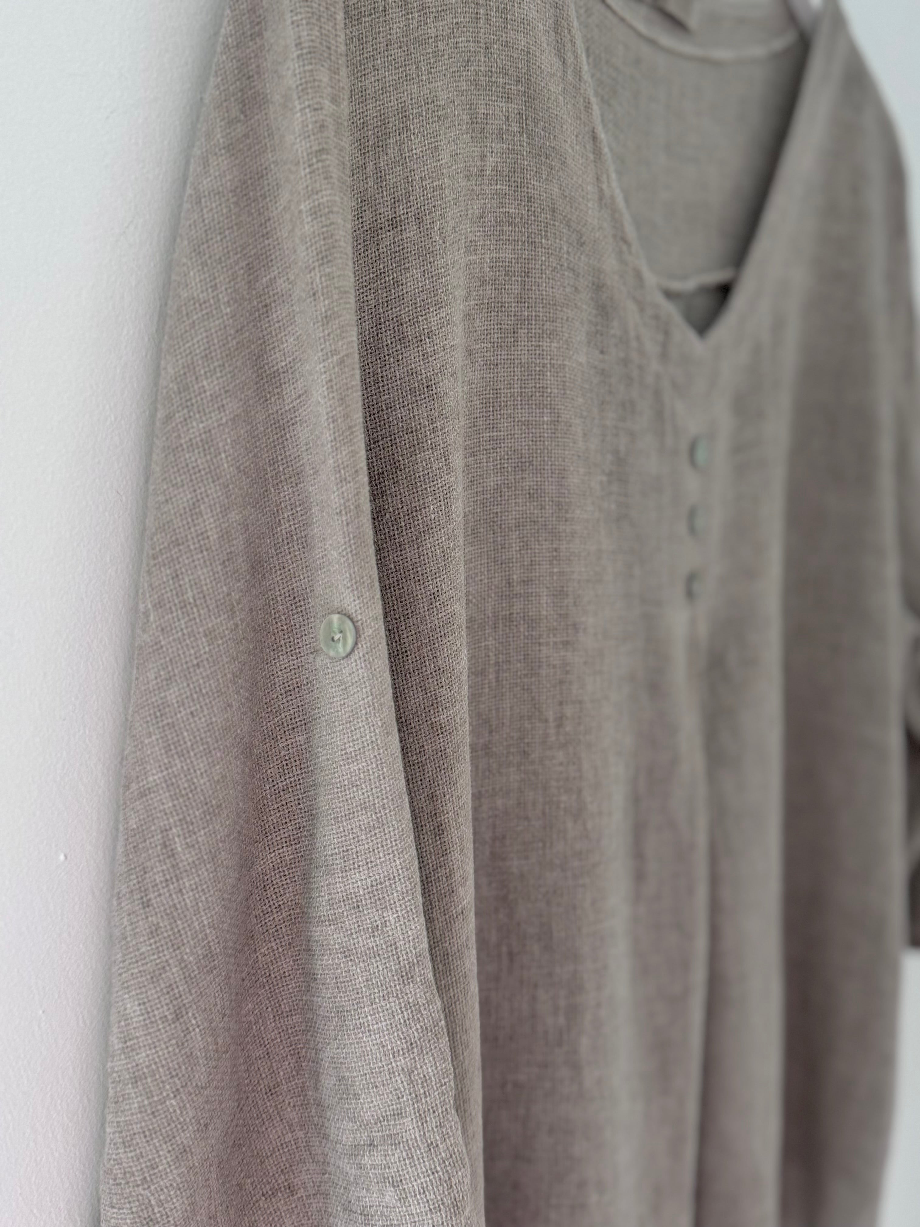 Linen & Cotton Shirt in Mocha