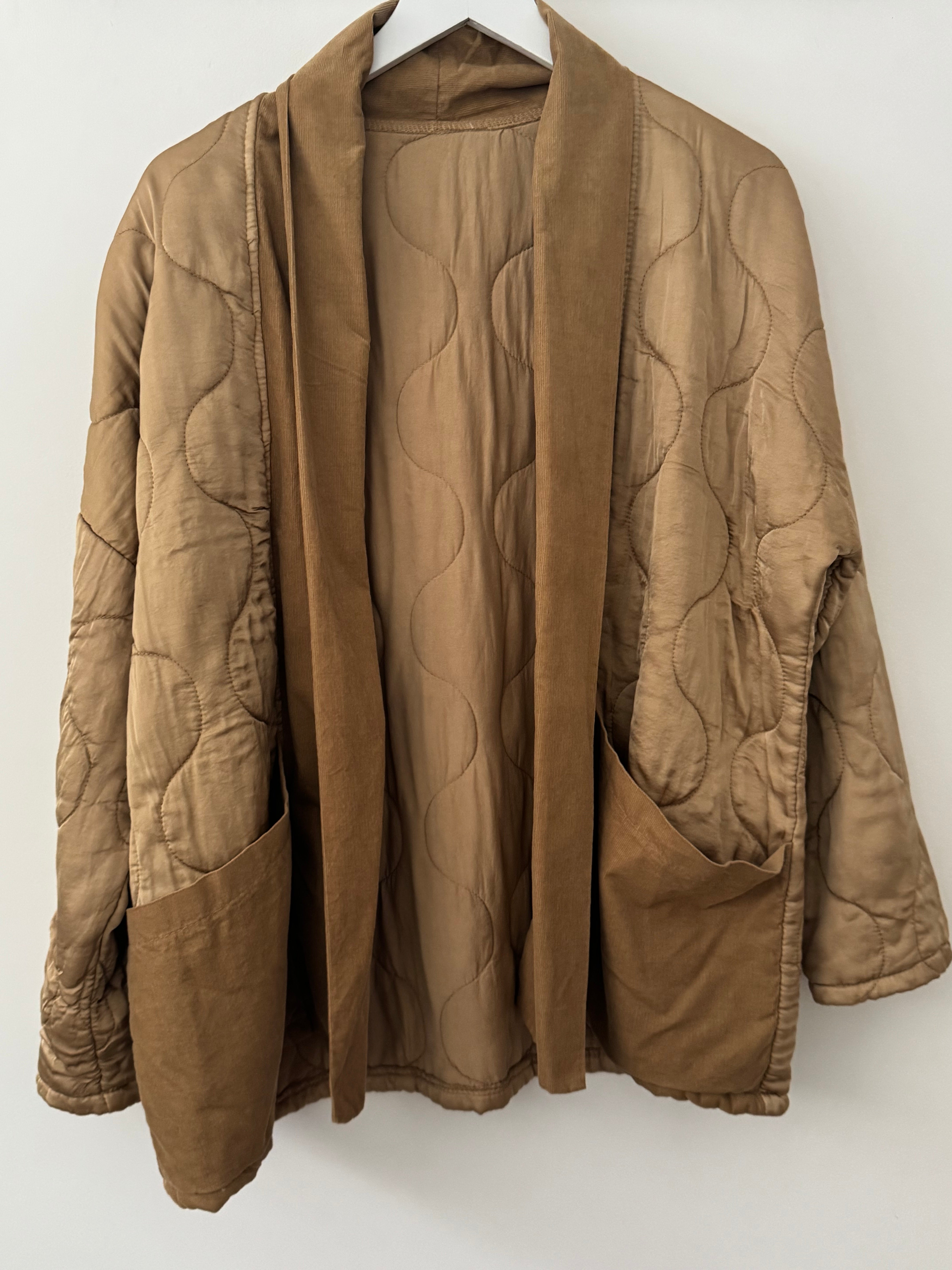 Silky Quilted Jacket in Old Gold