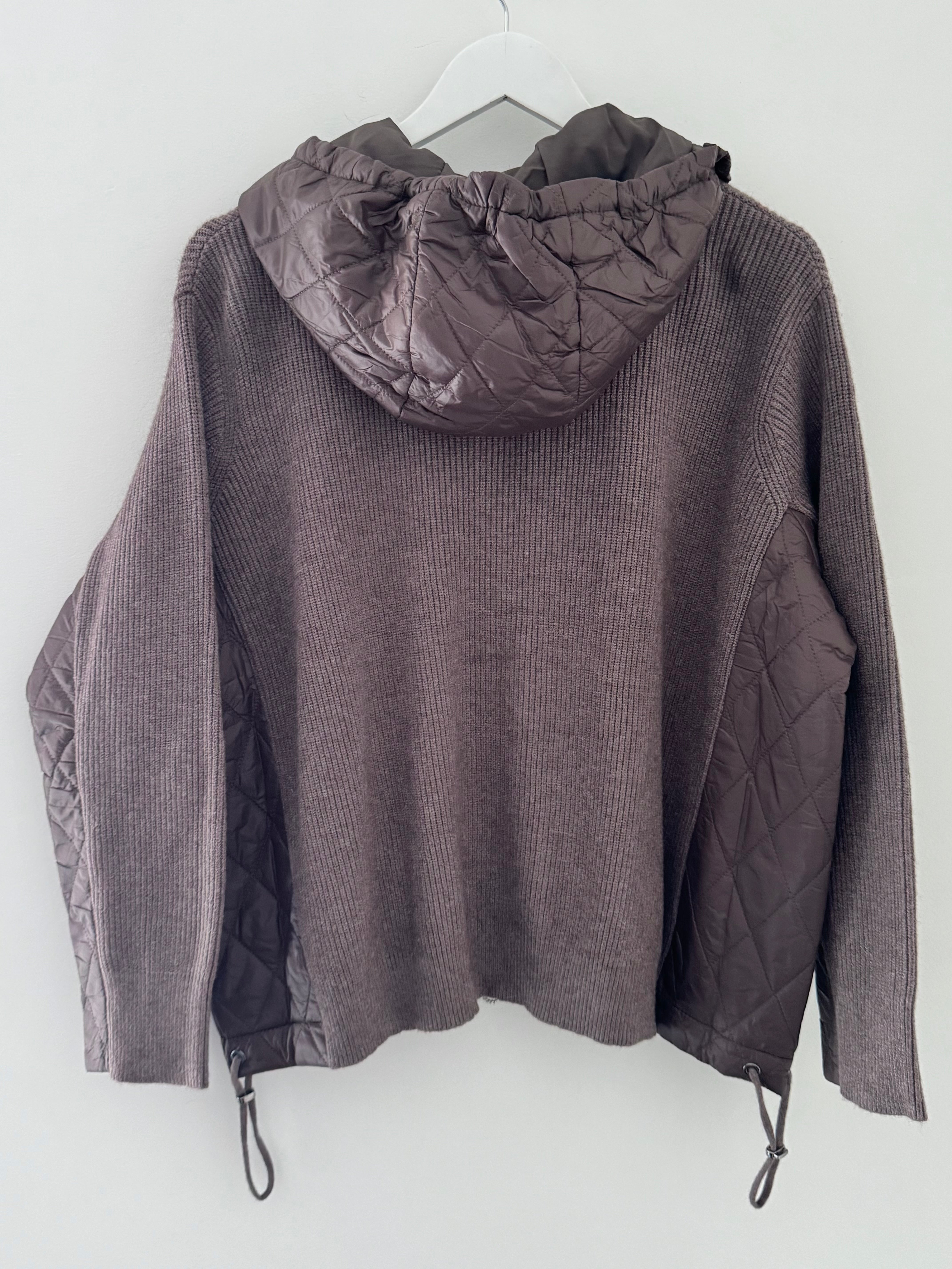 Hooded Knit Jacket in Chocolate
