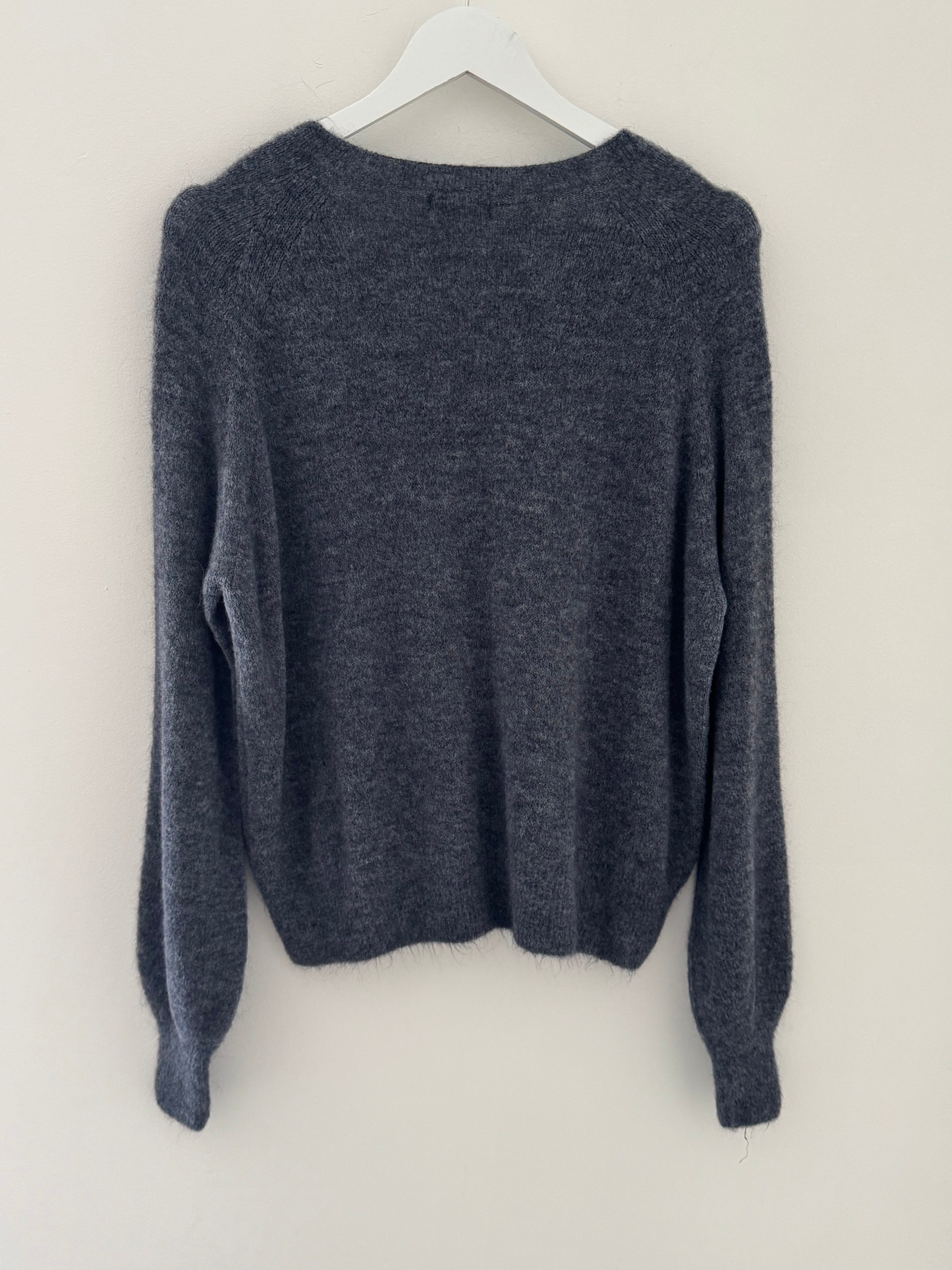 Softie Jumper with Button Neck in Charcoal