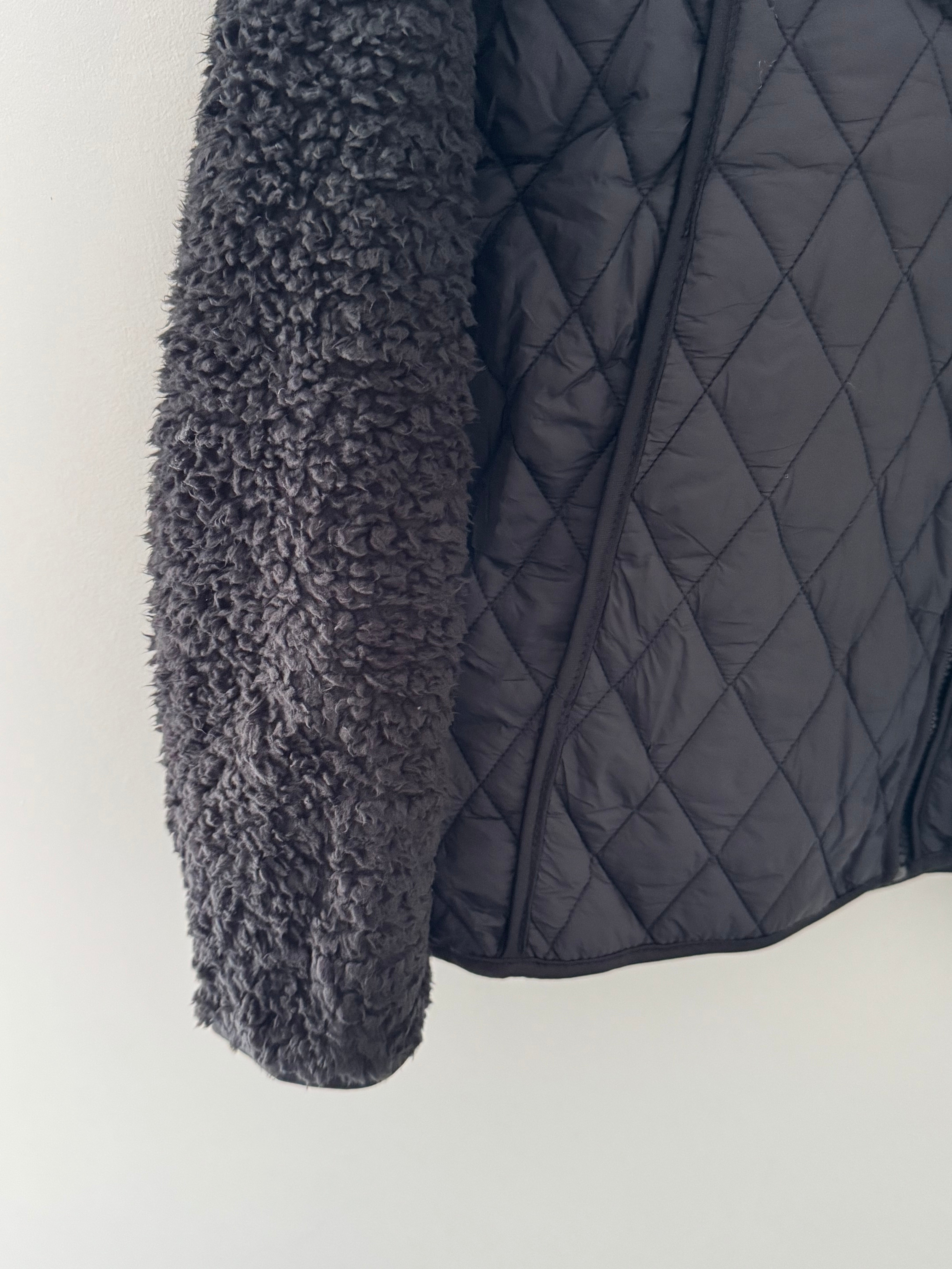 Quilted Zip Fleece in Black