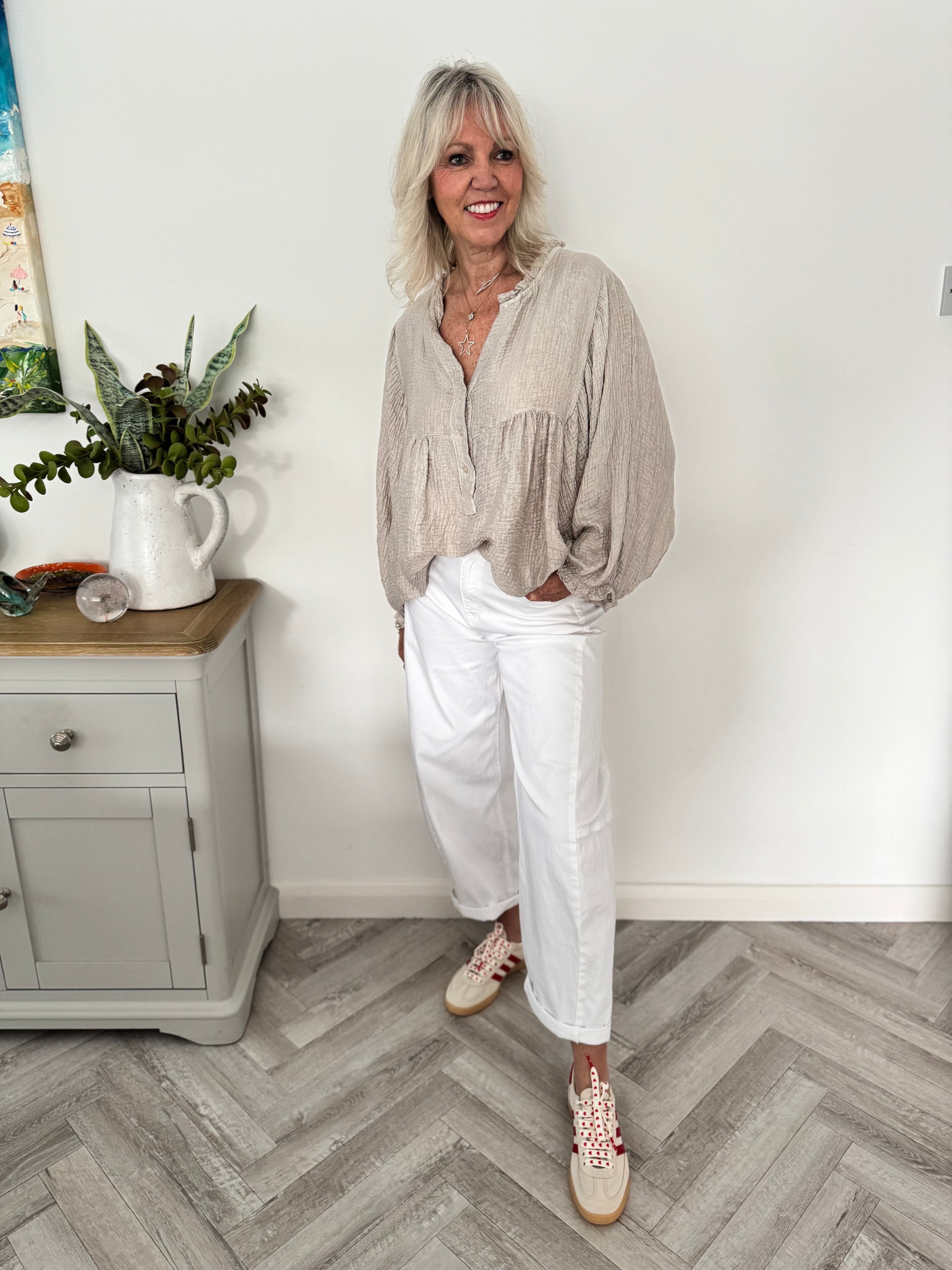 Barrel Leg Jeans in White