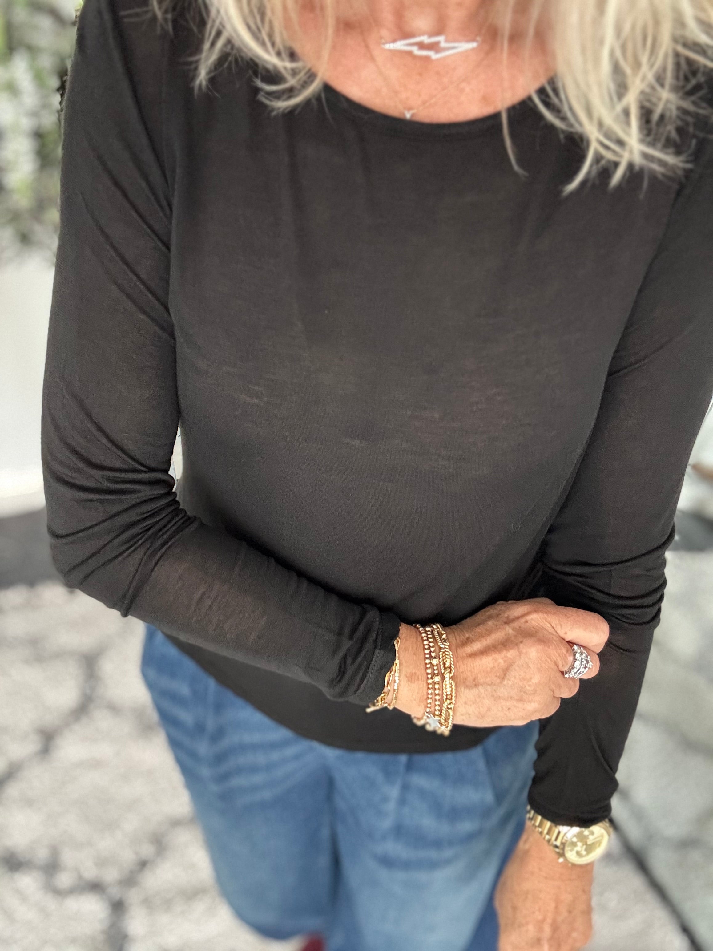 Ultrasoft Cashmere Blend Base Layer in Black