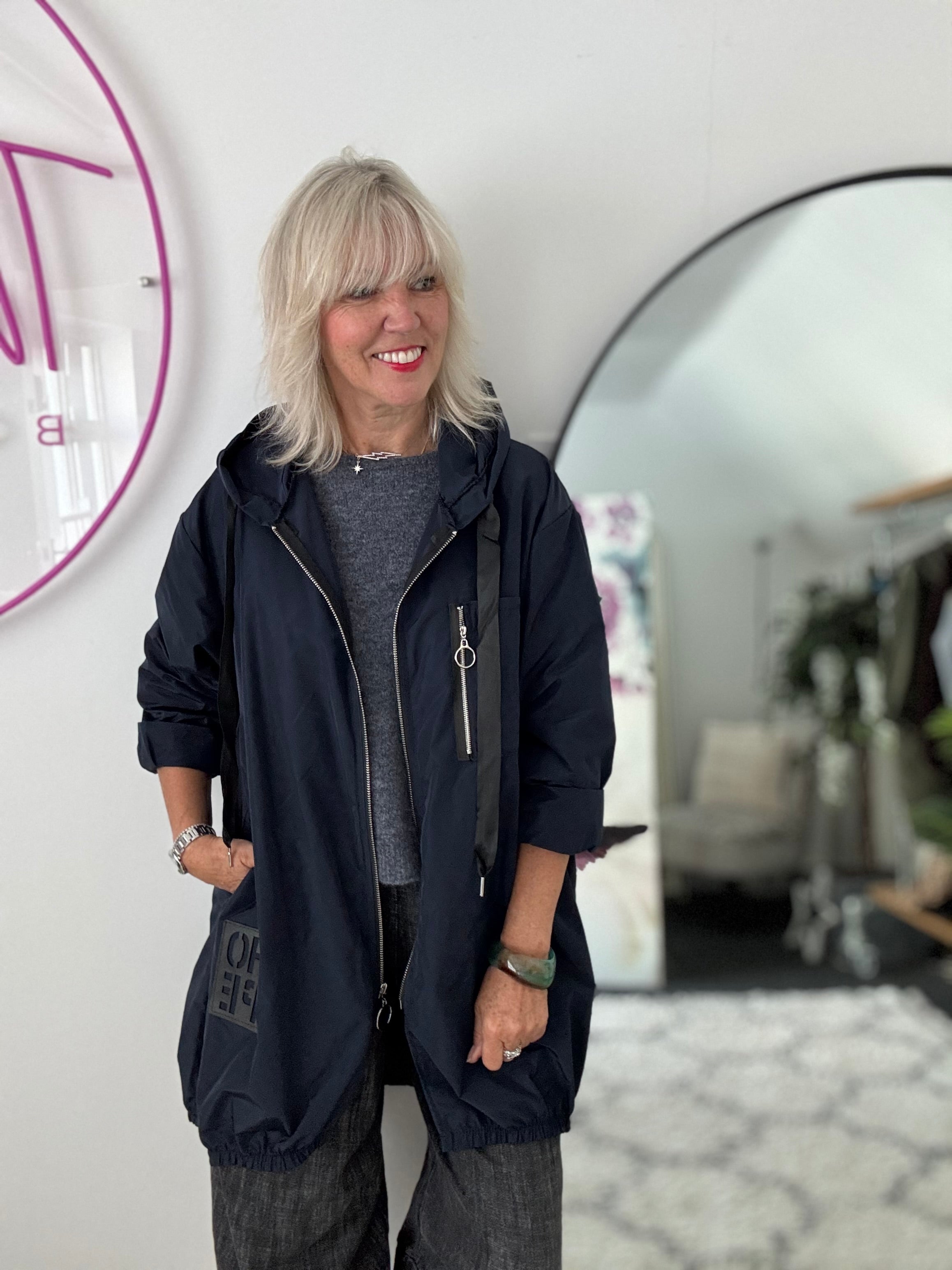 Hooded Zipped Parka in Navy