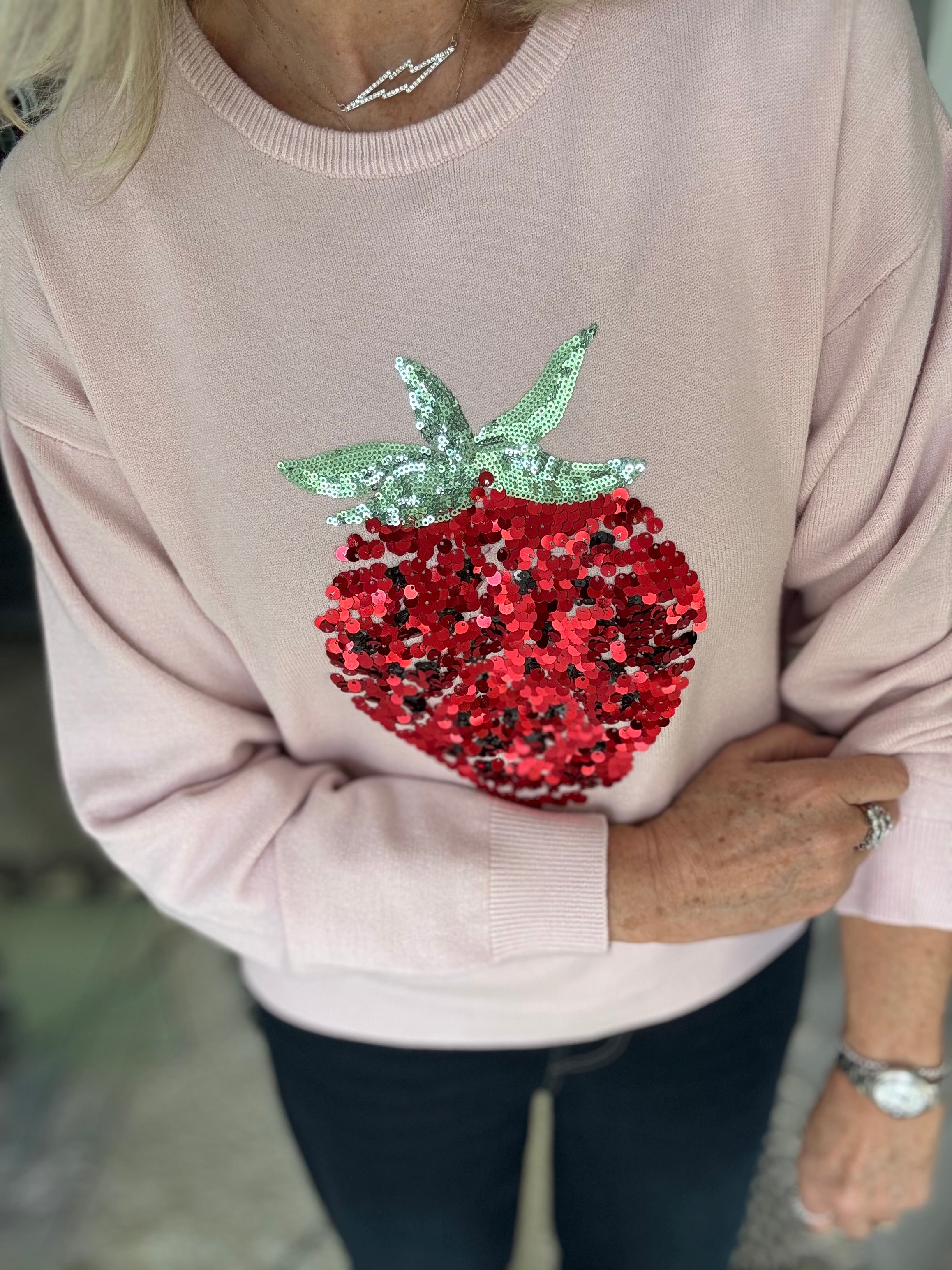 Strawberry Sequin Jumper in Pink & Red