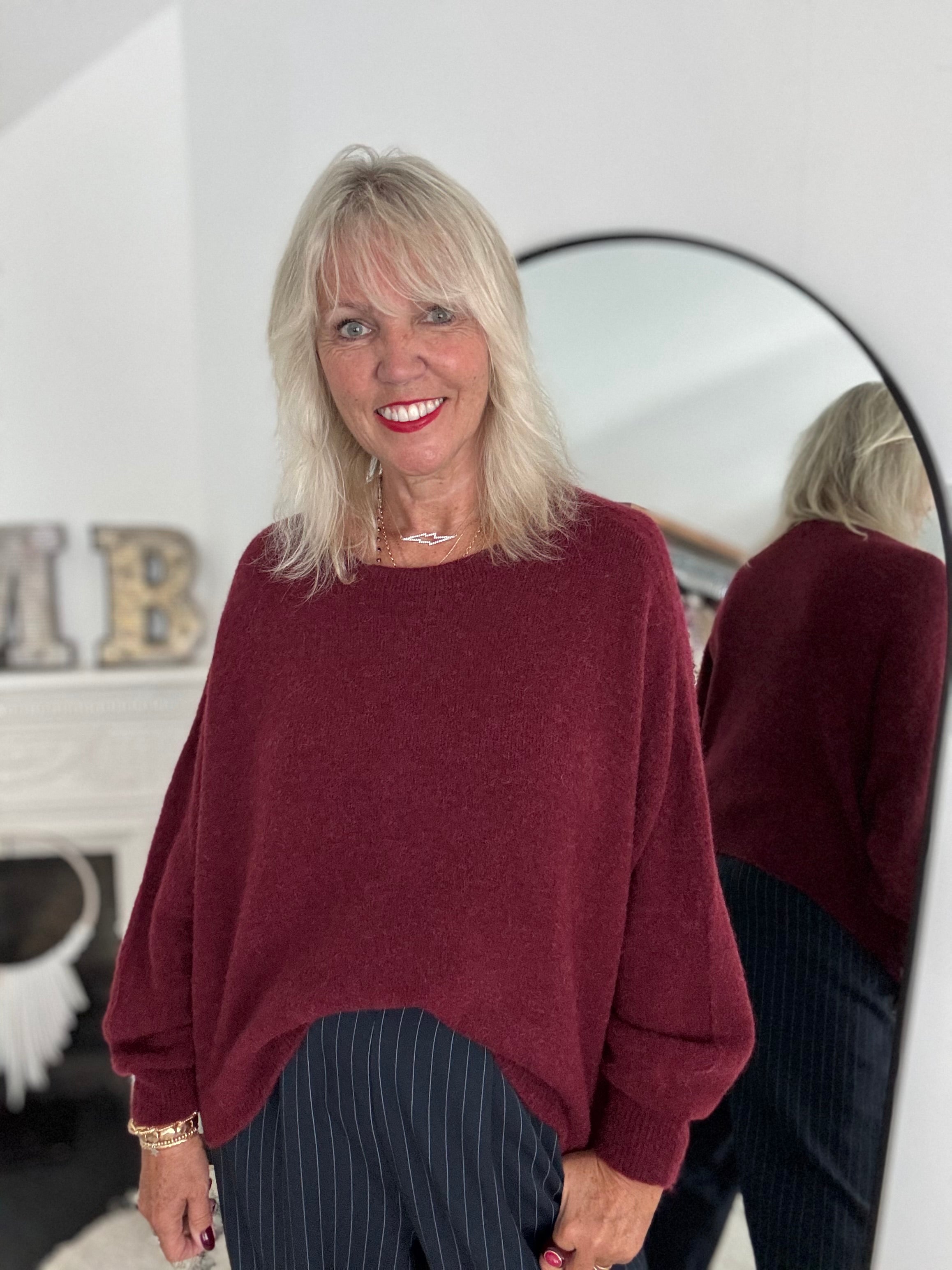 Luxe Slouchy Alpaca Jumper in Berry
