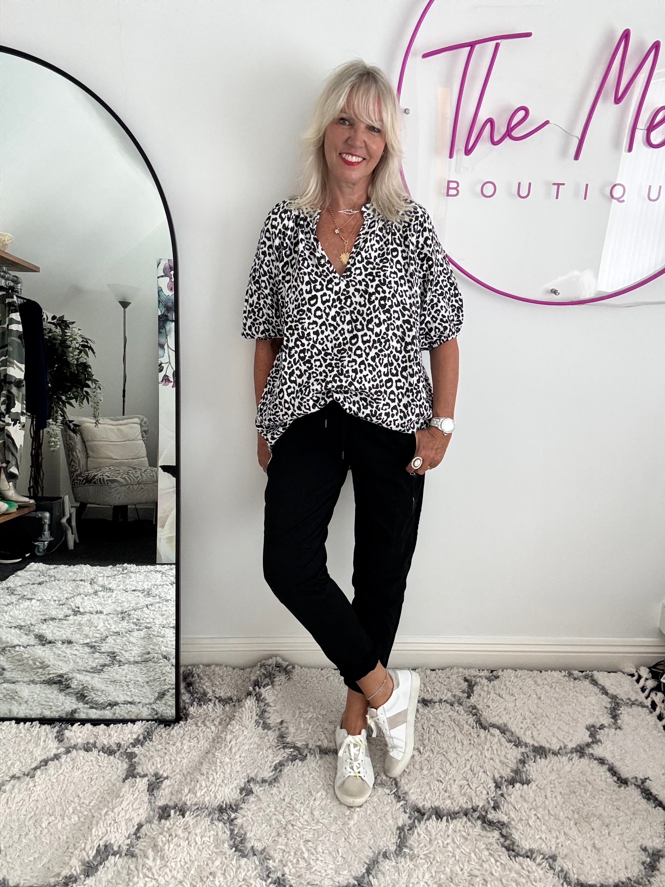Oversized Cheesecloth Top in Leopard Print