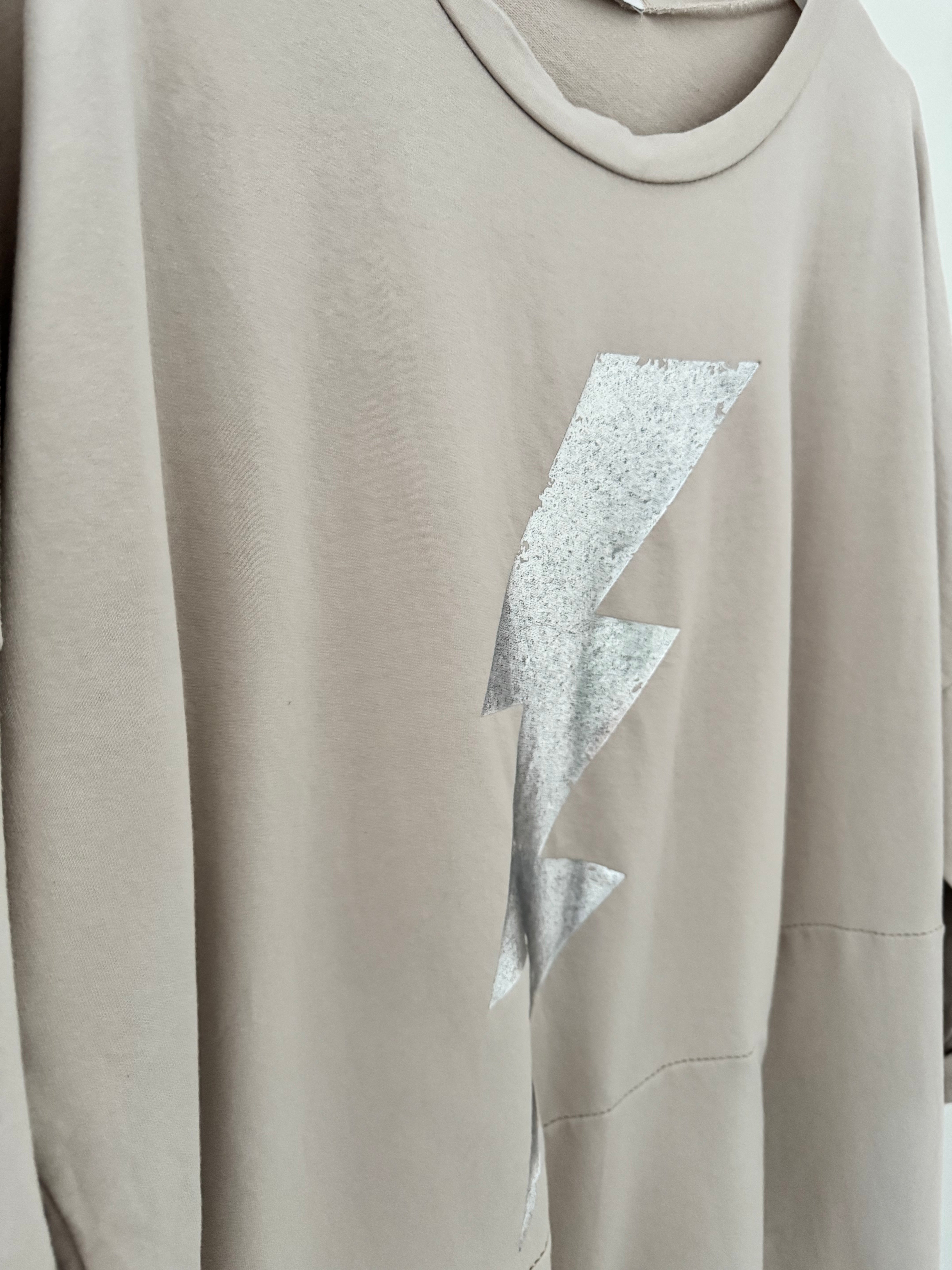 Lightning Bolt Sweatshirt in Stone