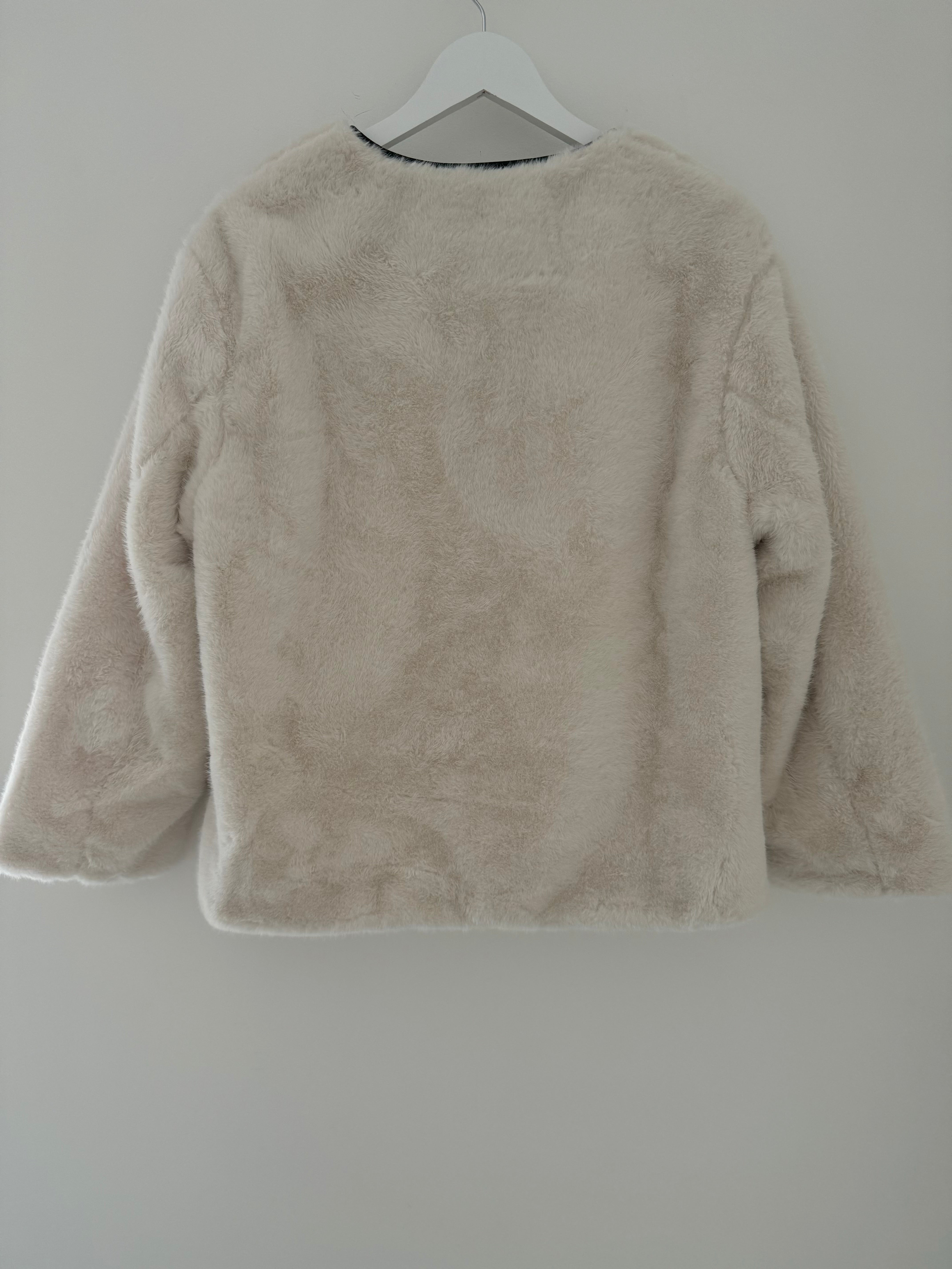 Faux Fur Toggle Jacket in Ecru