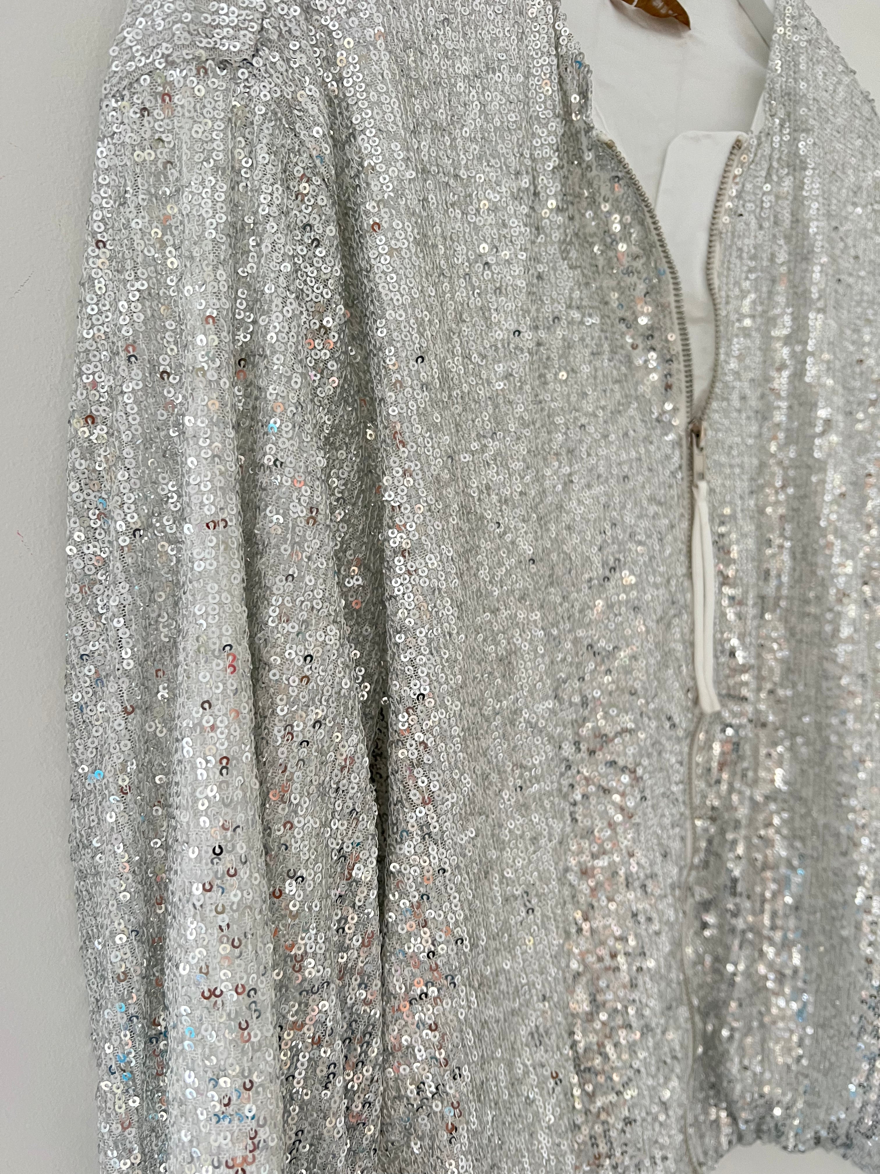 Silver Sequin Bomber