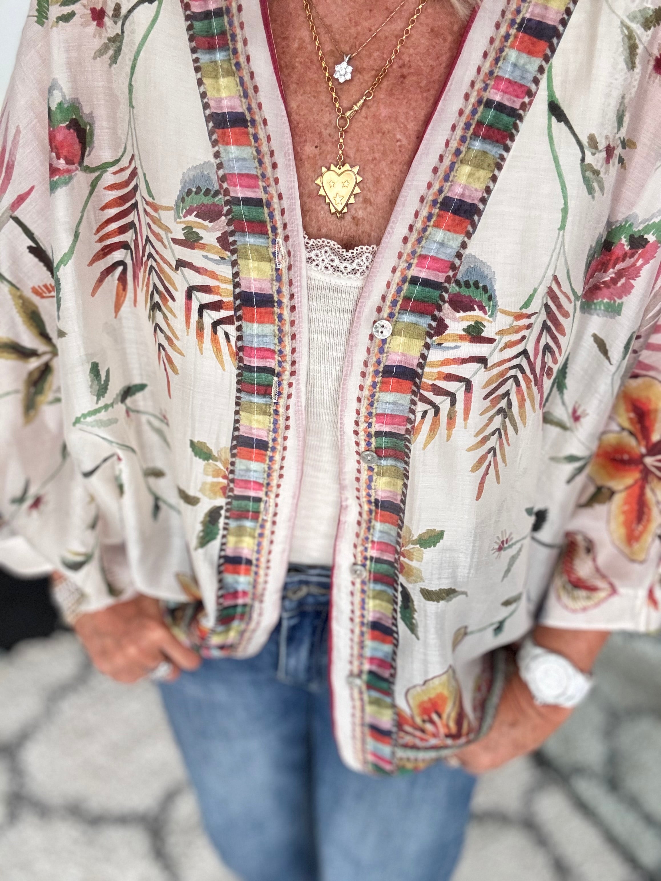 Designer Silky Kimono Blouse