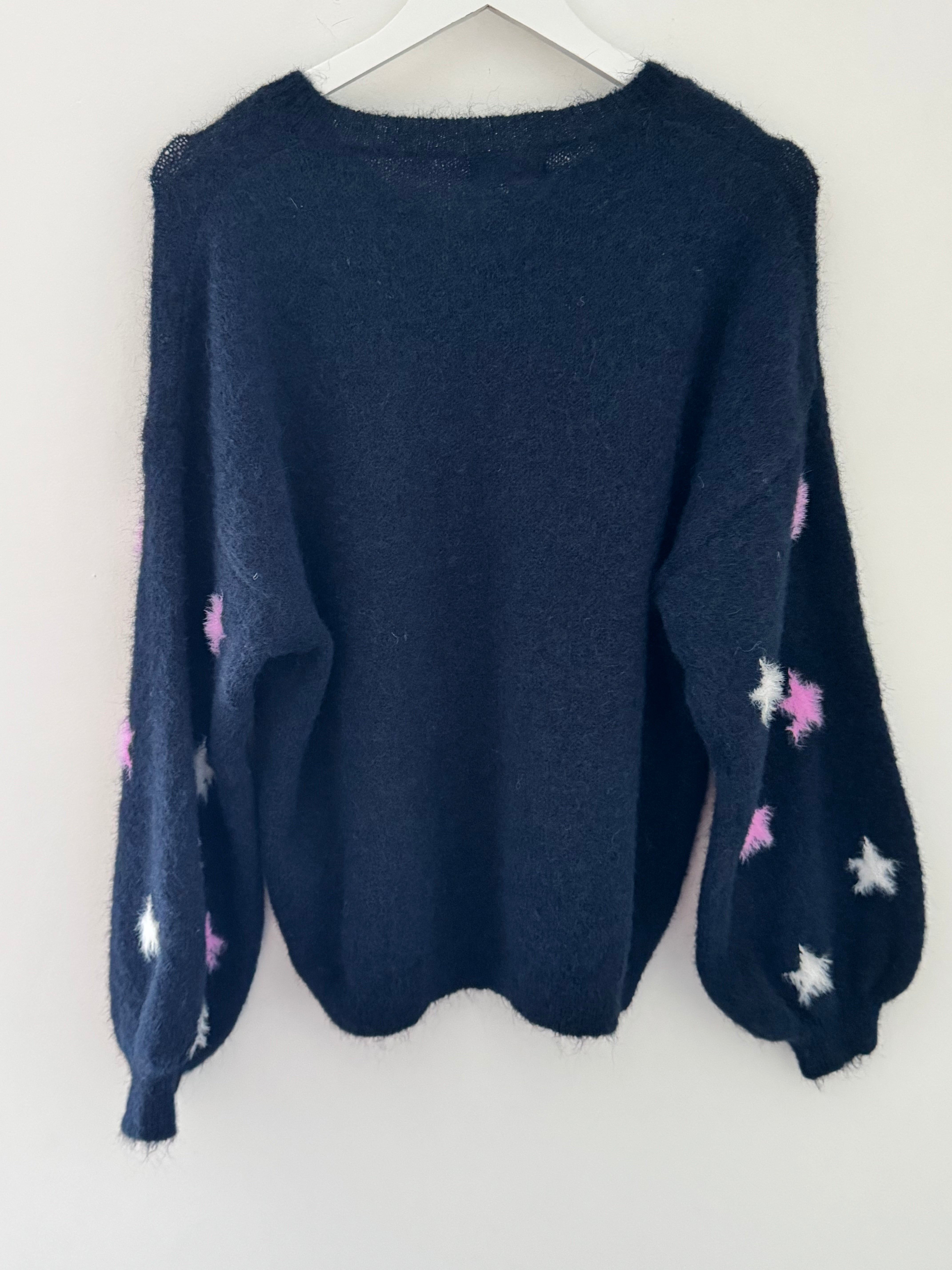Cosy Jumper with Star Sleeves in Navy